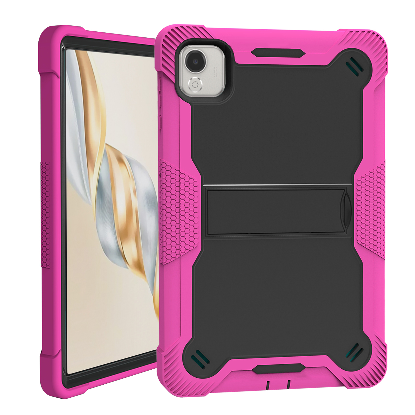 TOZIZO Rugged Defender Kickstand Case for Honor Pad X9A - Shockproof Hybrid Armor Tablet Cover (Hot Pink)
