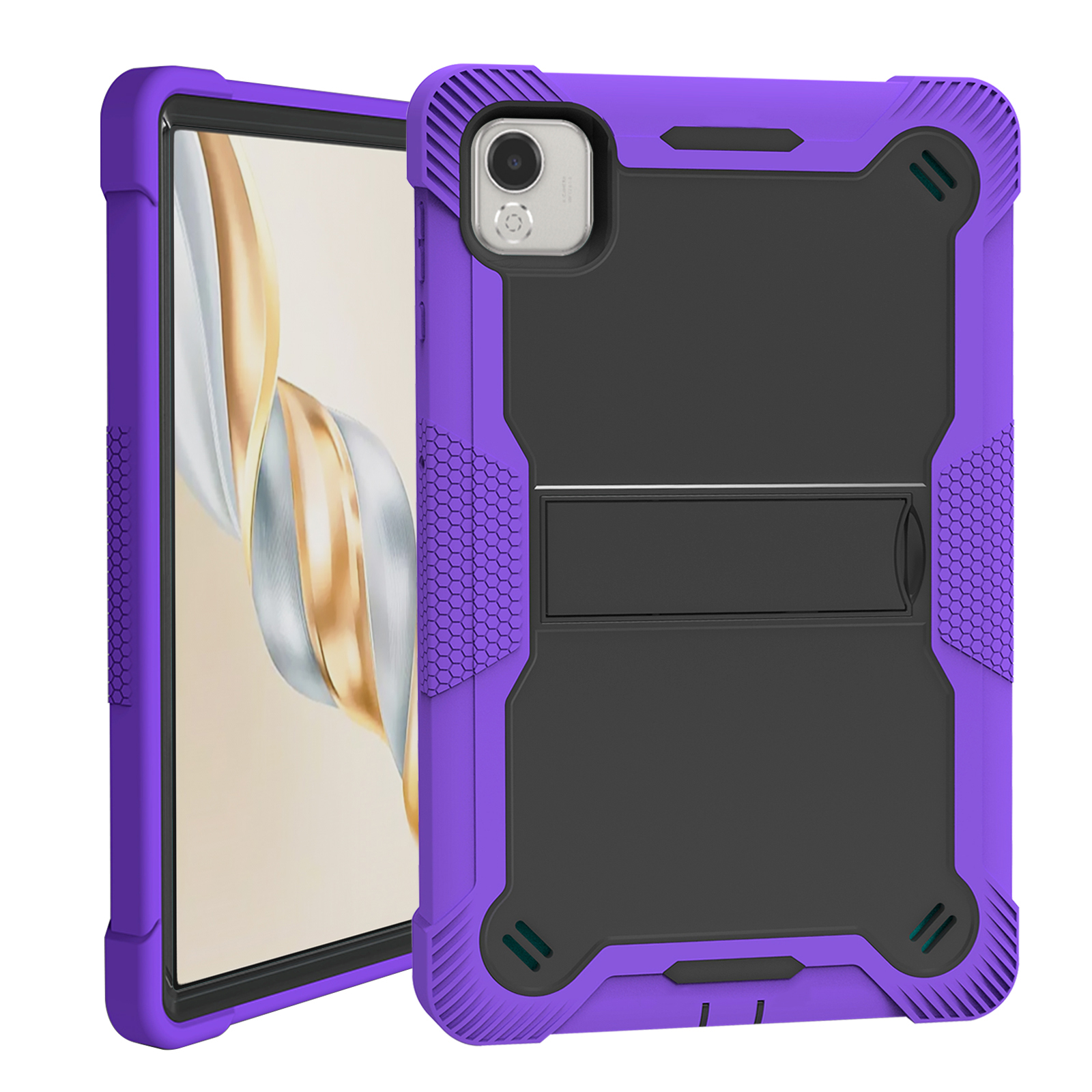 TOZIZO Purple Rugged Survivor Case for Honor Pad X9A - 3-in-1 Armor Hybrid Tablet Shell with Kickstand
