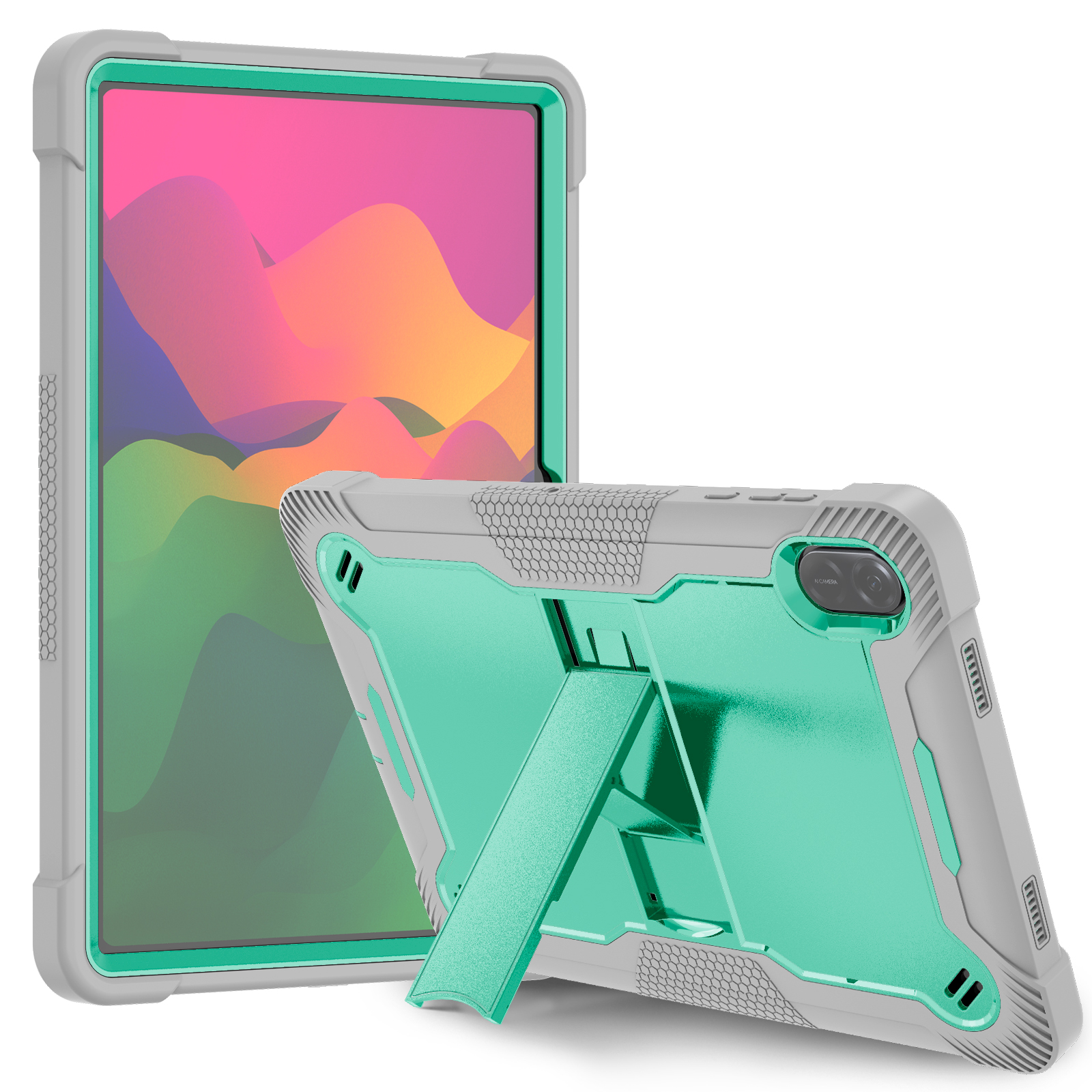 TOZIZO Mint Green Gray Honor Pad X8a 11 Inch Tablet Case with Kickstand, Triple Layer Heavy Duty Rugged Shockproof Cover