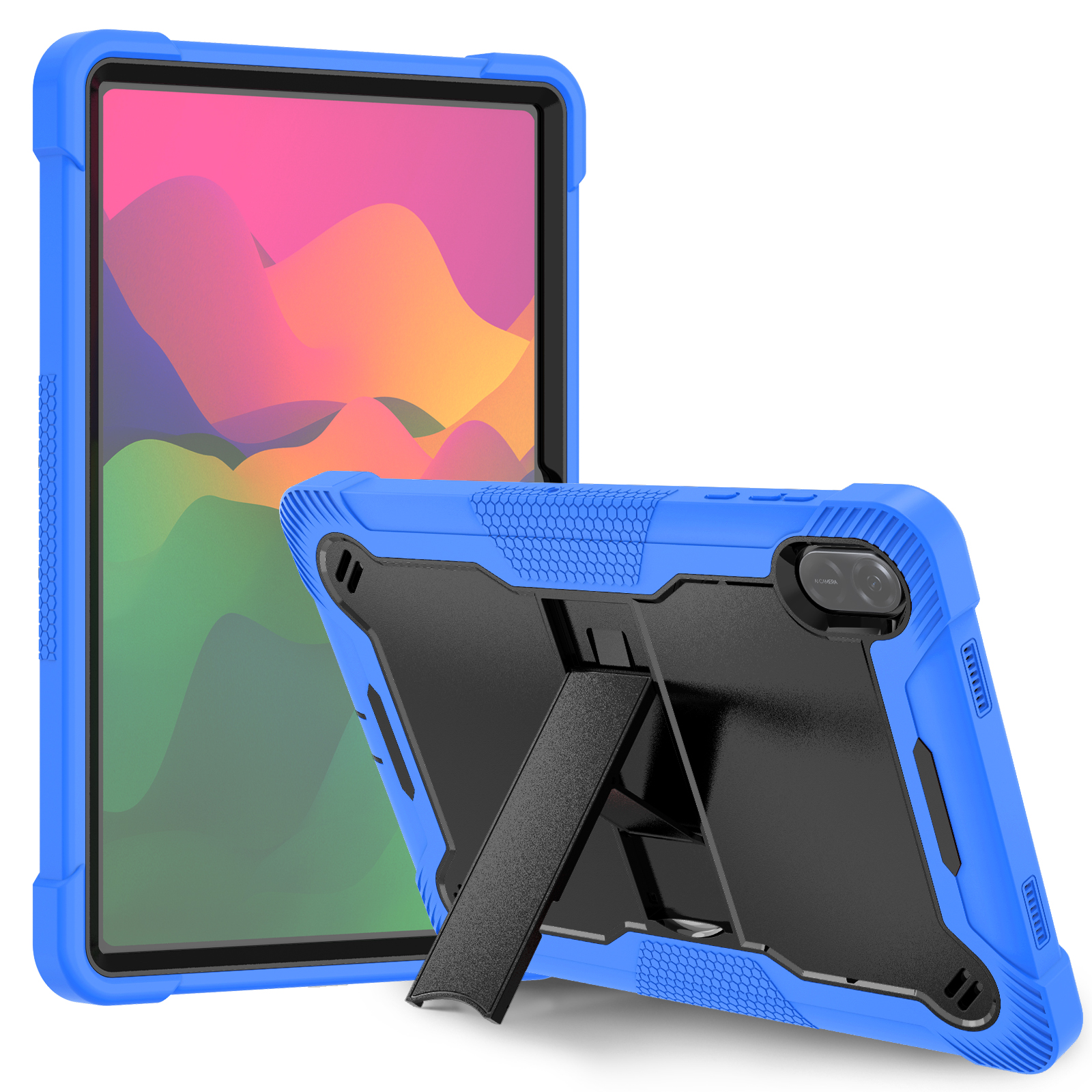 TOZIZO Dark Blue Black Honor Pad X8a Tablet Case, Heavy Duty Rugged Survivor Cover with Built-in Kickstand