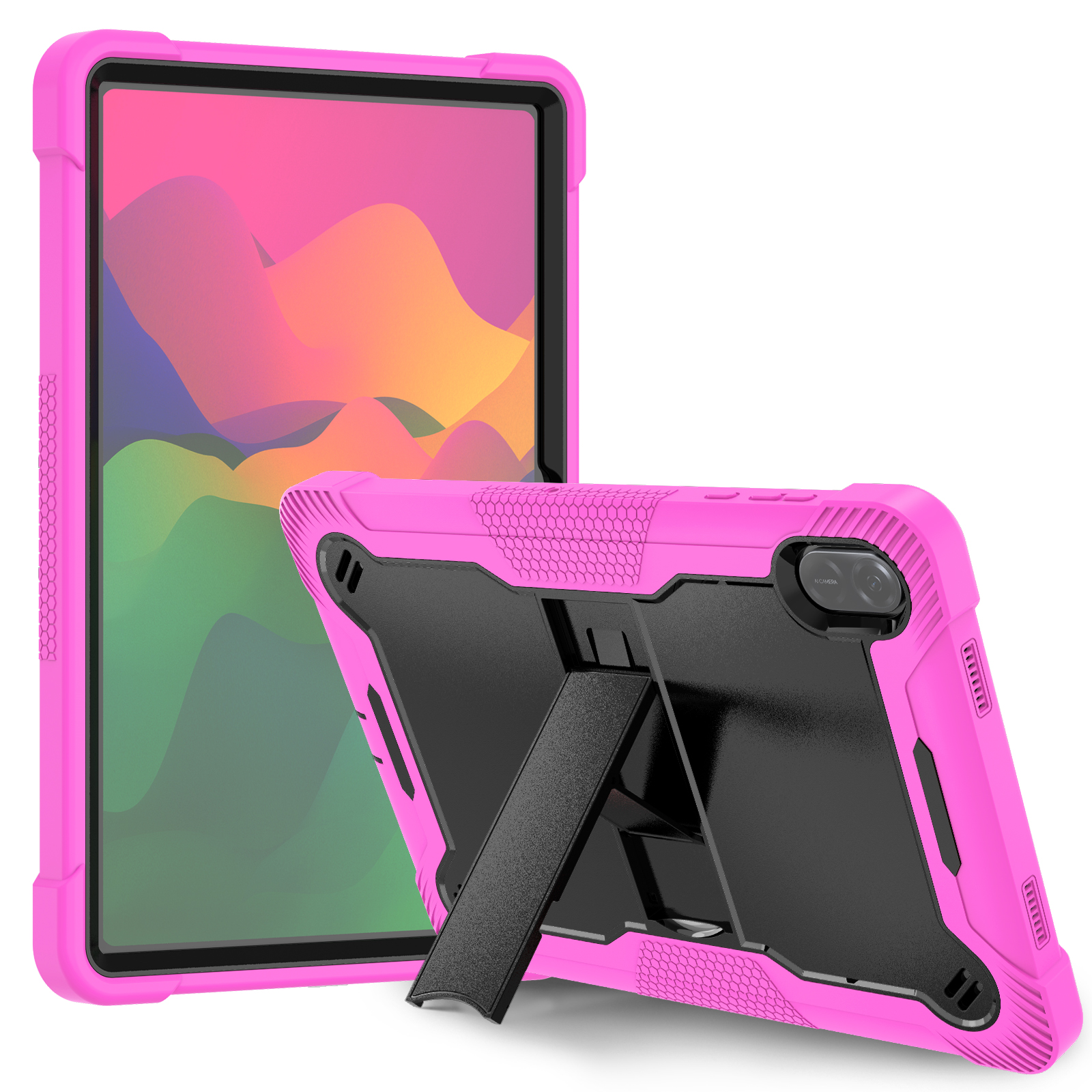 TOZIZO Rose Red Black Honor Pad X8a 11 Inch Silicone Tablet Case, Full Body Shockproof Rugged Cover with Stand