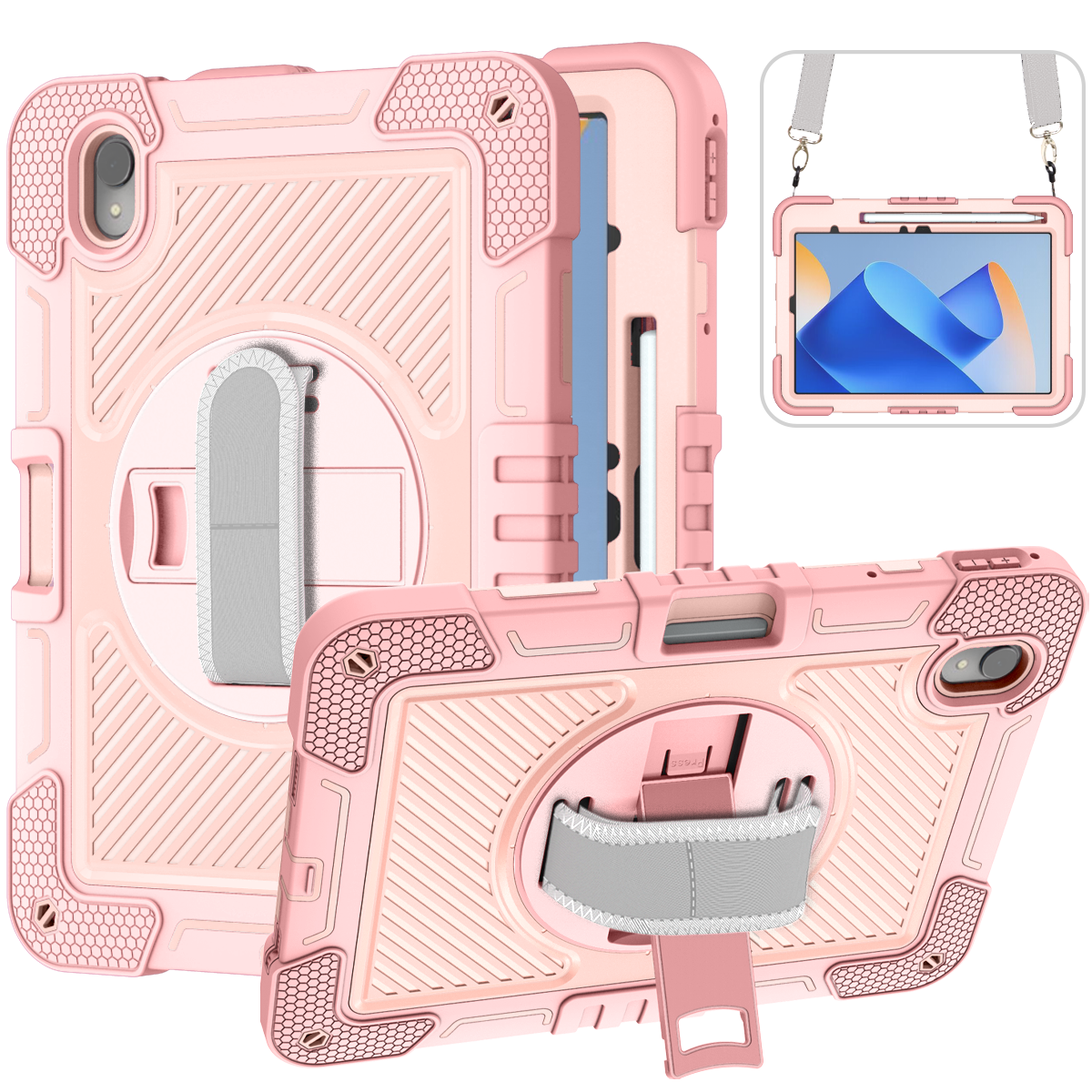 TOZIZO Shockproof Kids Tablet Case for Huawei Matepad 11 (2023) – Pink Rugged Case with 360° Kickstand