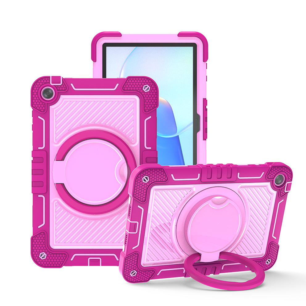 TOZIZO Rose Red & Pink Rugged Tablet Case for Huawei MatePad SE 10.4 - 360° Kickstand & Strap