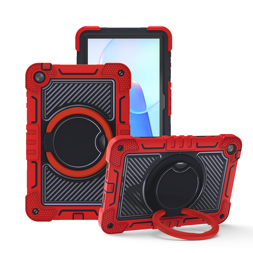 TOZIZO Shockproof 3-Layer Tablet Cover for Huawei MatePad SE 10.4 with 360° Kickstand - Red & Black