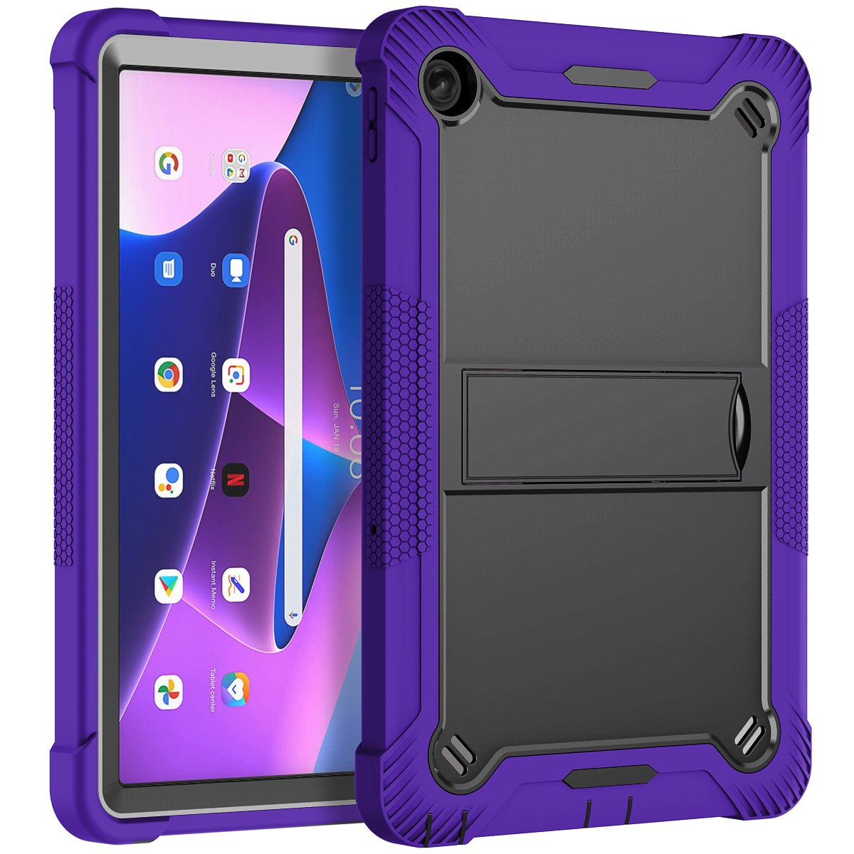 TOZIZO Purple Rugged Classroom Case for Lenovo Tab M10 Plus Gen3 10.6'' - Kid Drop Protection Armor