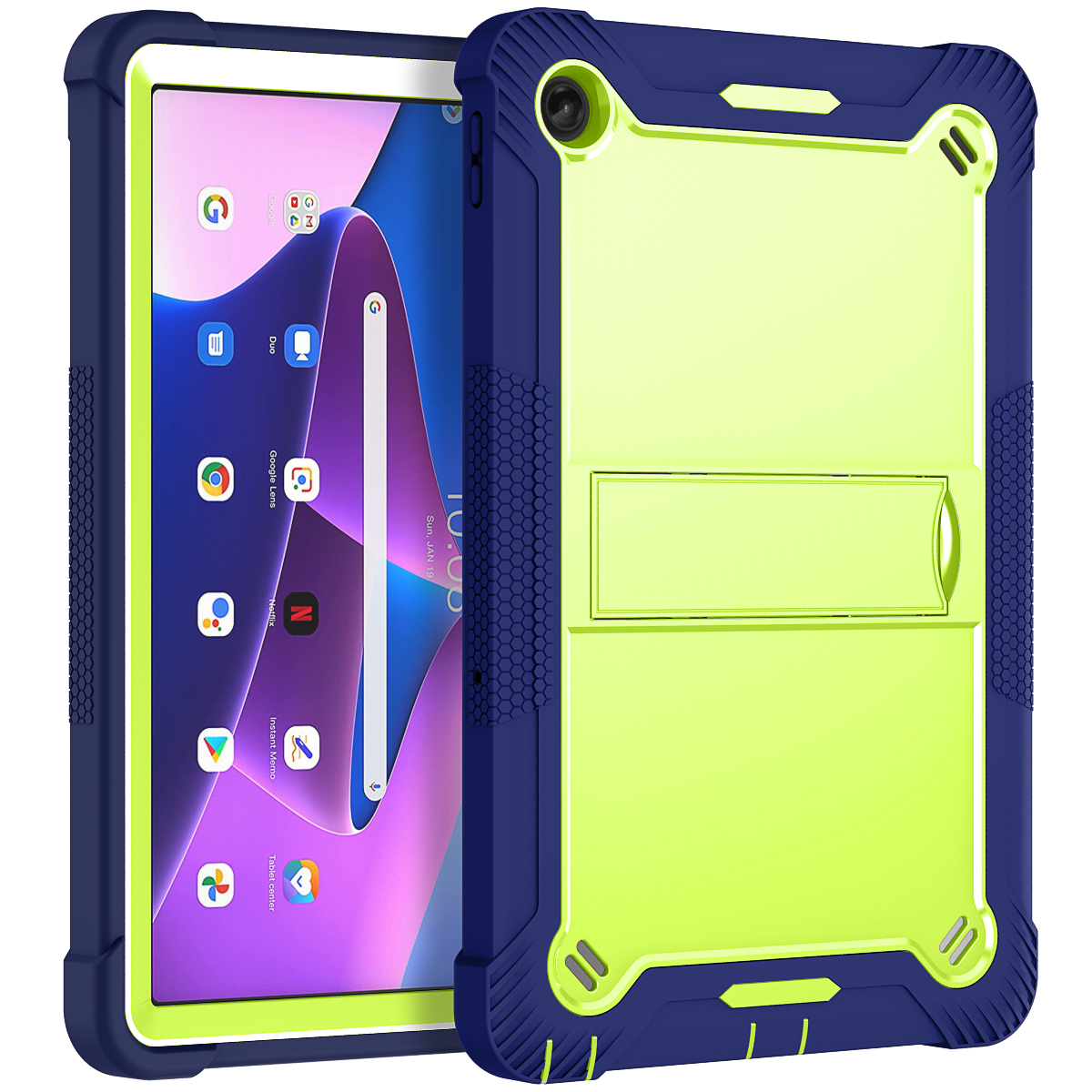 TOZIZO Rugged Shockproof Case for Lenovo Tab M10 Plus Gen3 10.6'' with Kickstand - Dual Layer Protection