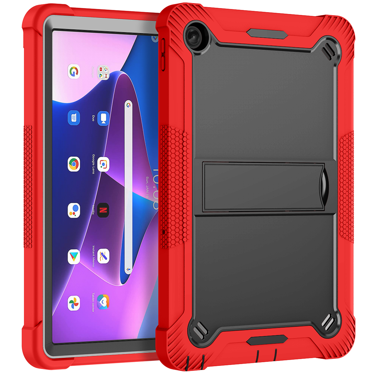 TOZIZO Red Heavy Duty Survivor Case for Lenovo Tab M10 Plus Gen3 10.6'' - Military-Grade Drop Protection