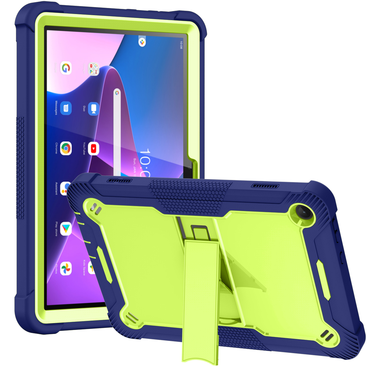 TOZIZO Mint Green + Gray Lenovo Tab M10 Gen3 Rugged Tablet Case with Kickstand Shockproof Full Body Cover