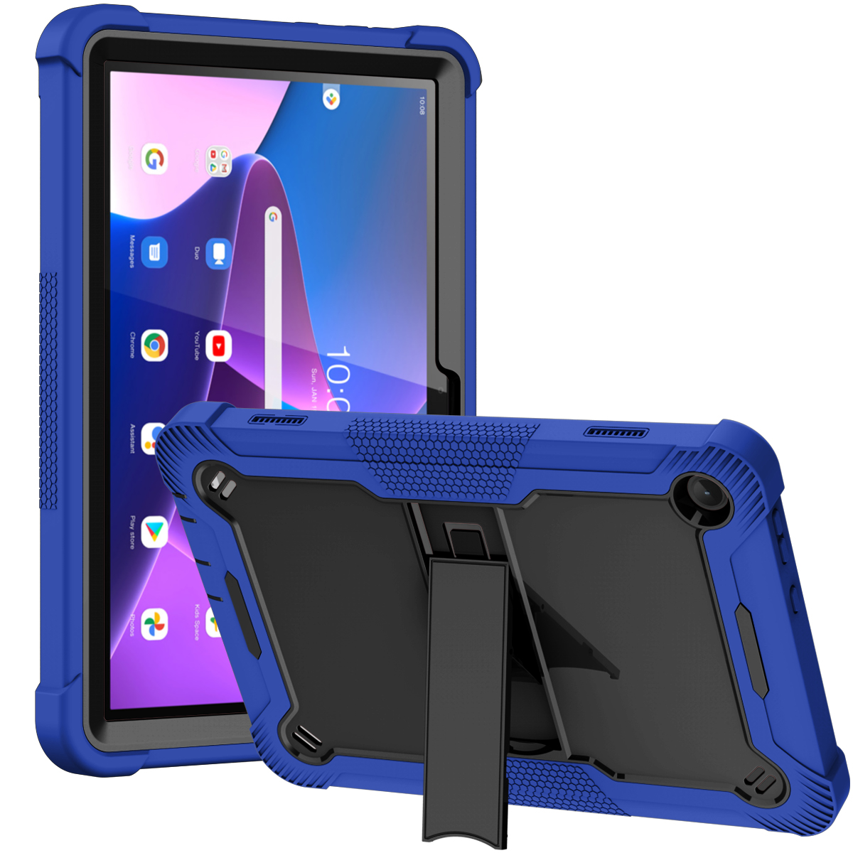 TOZIZO Dark Blue + Black Shockproof Lenovo Tab M10 Gen3 Rugged Tablet Armor Case