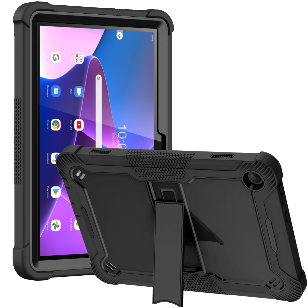 TOZIZO Black 3 Layers Heavy Duty Rugged Lenovo Tab M10 Gen3 Shockproof Tablet Case
