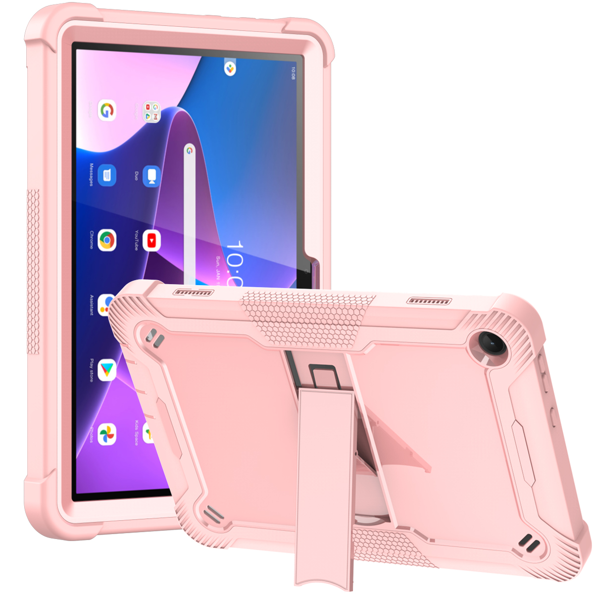 TOZIZO Pink Shockproof Full Body Lenovo Tab M10 Gen3 Silicone Tablet Protective Case