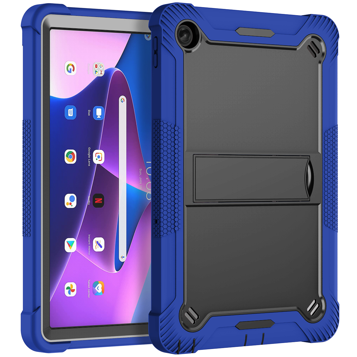 TOZIZO Dark Blue+Black Lenovo Tab M10 Plus Full Body Rugged Tablet Case Shockproof Heavy Duty Cover