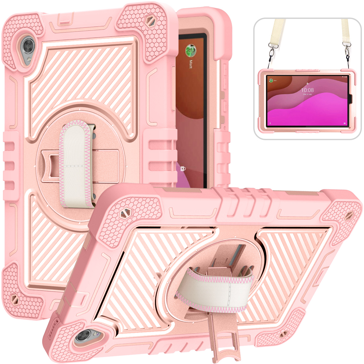 TOZIZO Pink Rugged Case for Lenovo Tab M10 HD X306 10.1 Inch Tablet Case