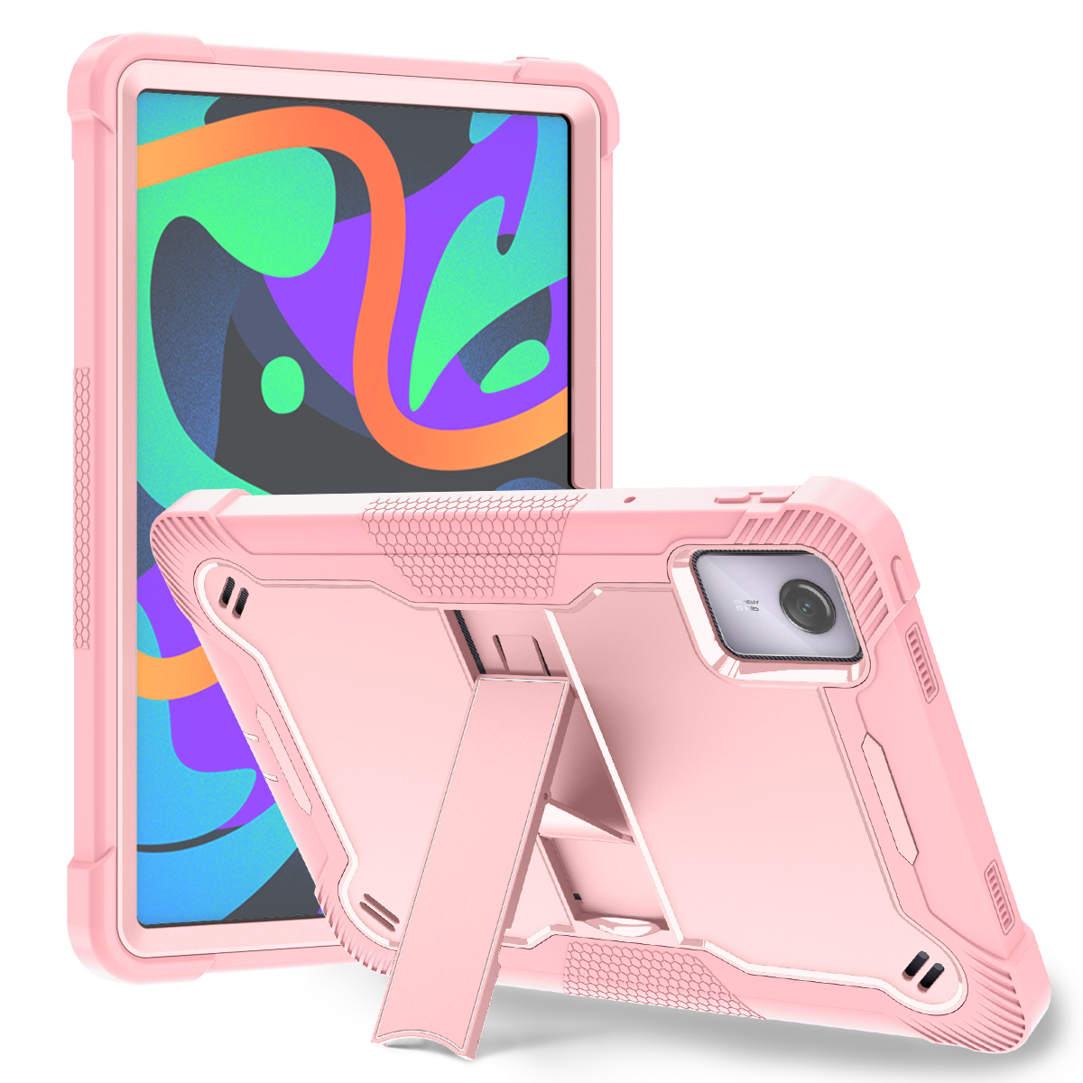 TOZIZO Lenovo Tab M11 2024 Protective Tablet Case Silicone Shockproof Cover with Stand Pink