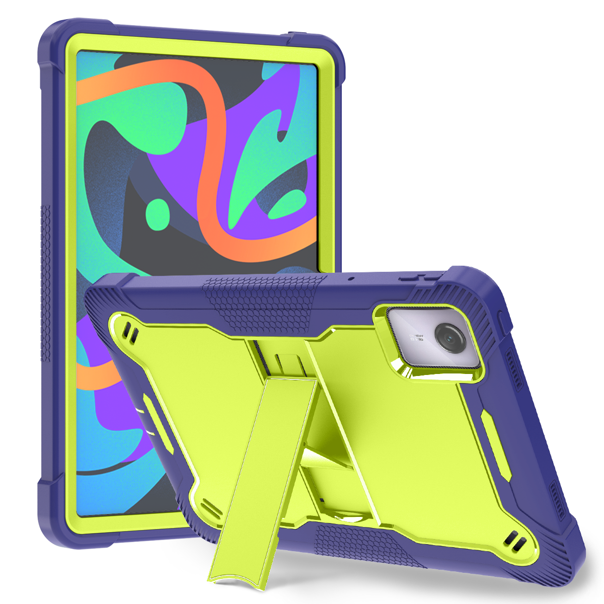 TOZIZO Lenovo Tab M11 2024 Kids Tablet Case Shockproof Rugged Stand Cover Yellow Green Navy