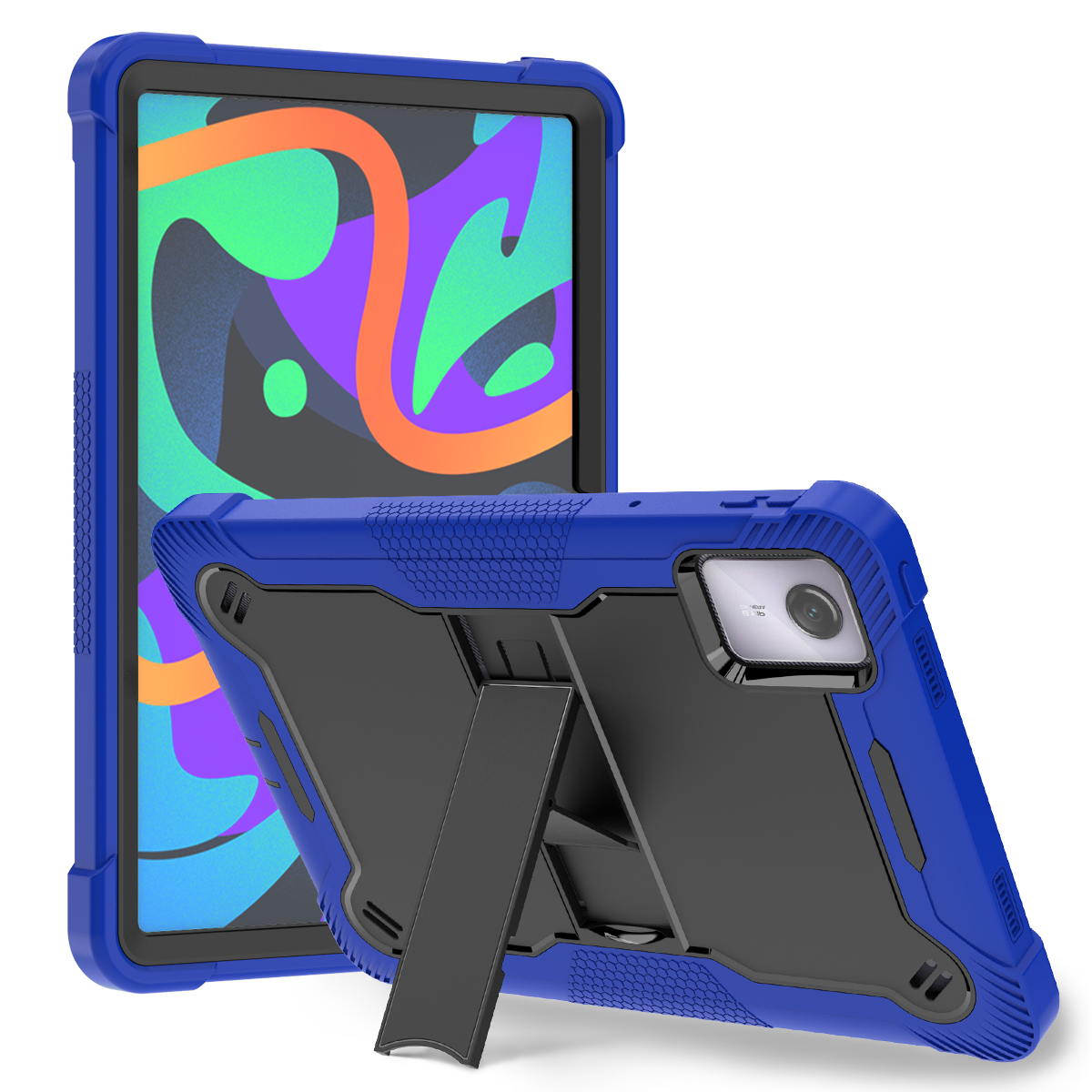 TOZIZO Lenovo Tab M11 2024 Shockproof Rugged Tablet Cover with Kickstand Dark Blue Black