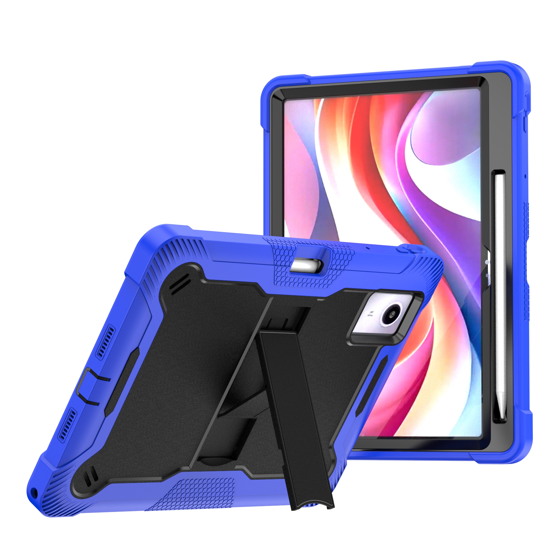 TOZIZO Dark Blue and Black Survivor Tablet Case for Lenovo Idea Tab11 with Kickstand