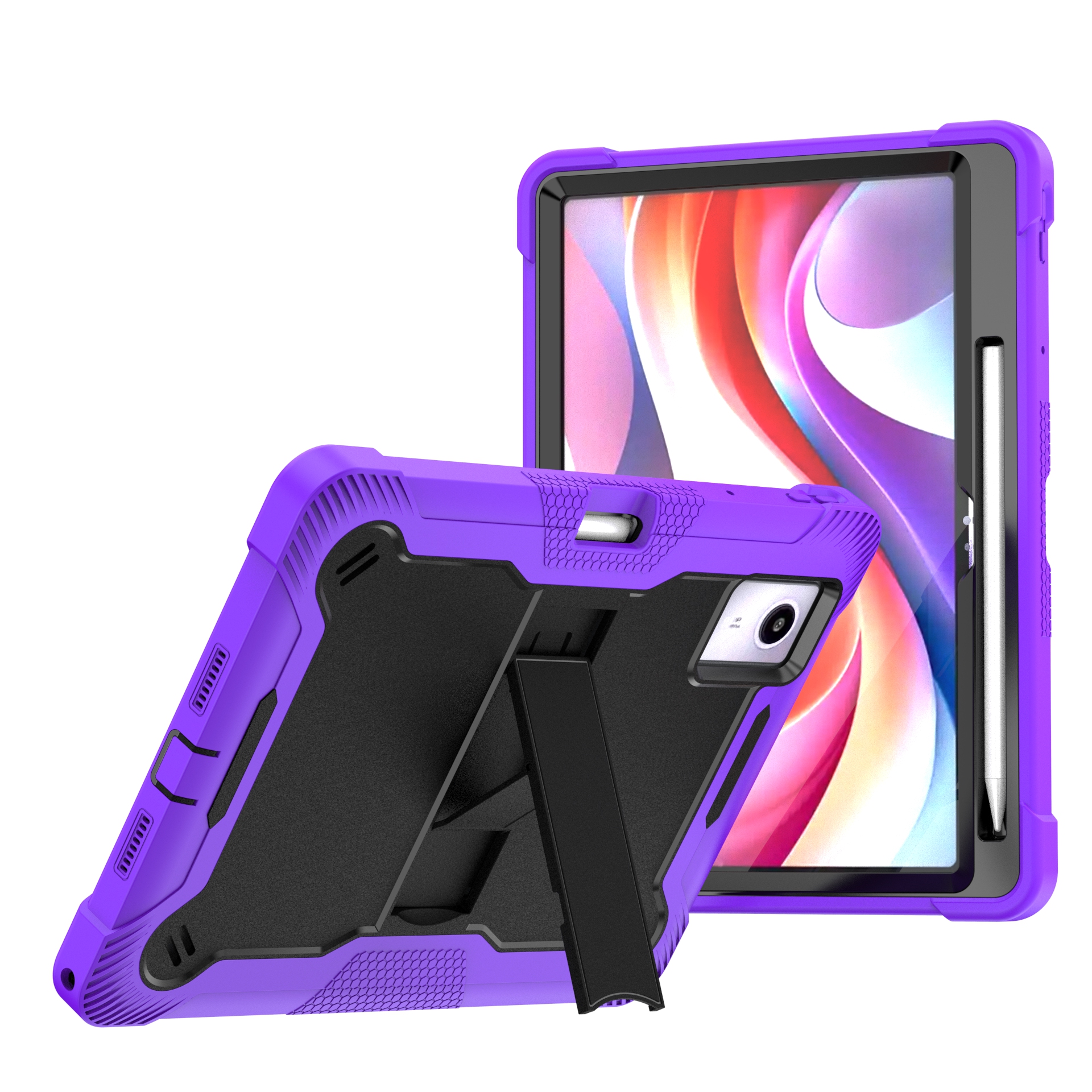 TOZIZO Purple Black Lenovo Idea Tab11 Kids Education Tablet Case – Rugged Shockproof Cover