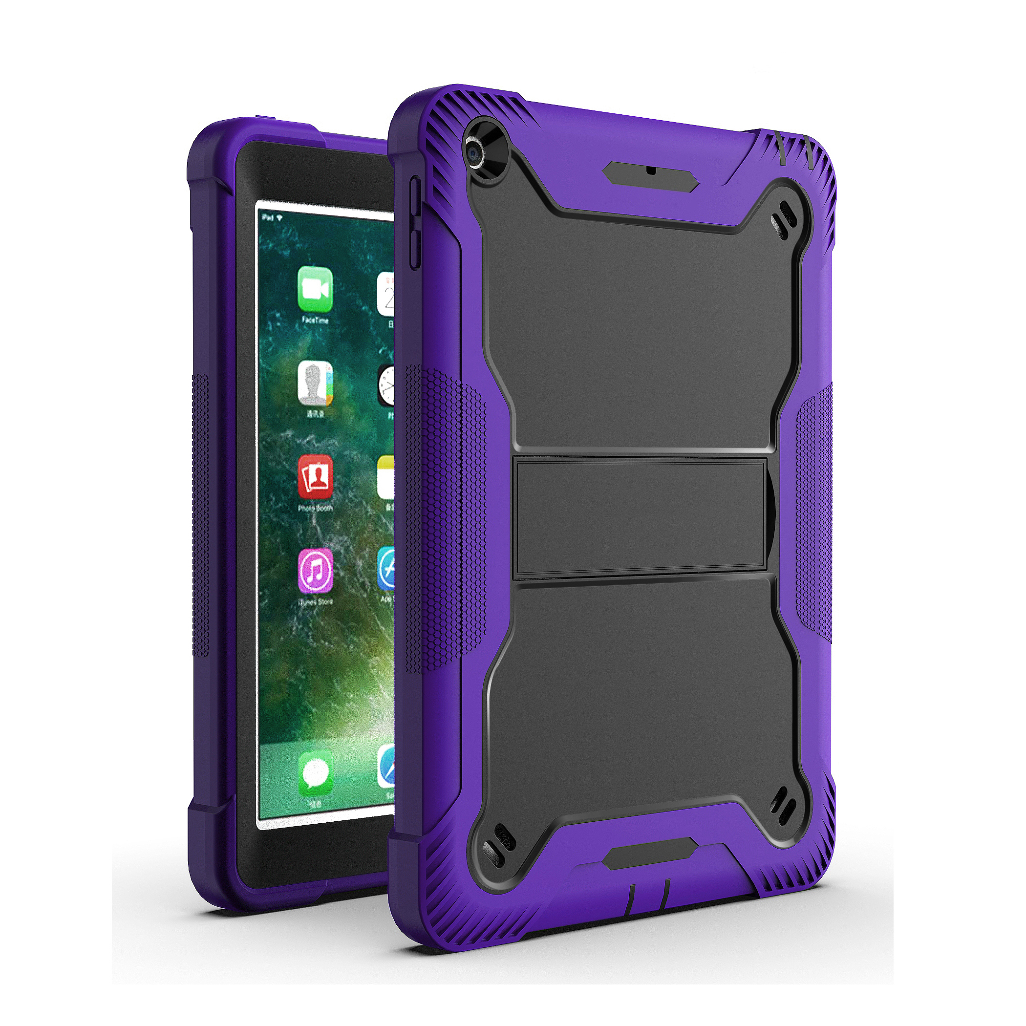 TOZIZO Purple + Black Kids Education Tablet Case for iPad 10.2 Inch Shockproof Protective Cover with Stand