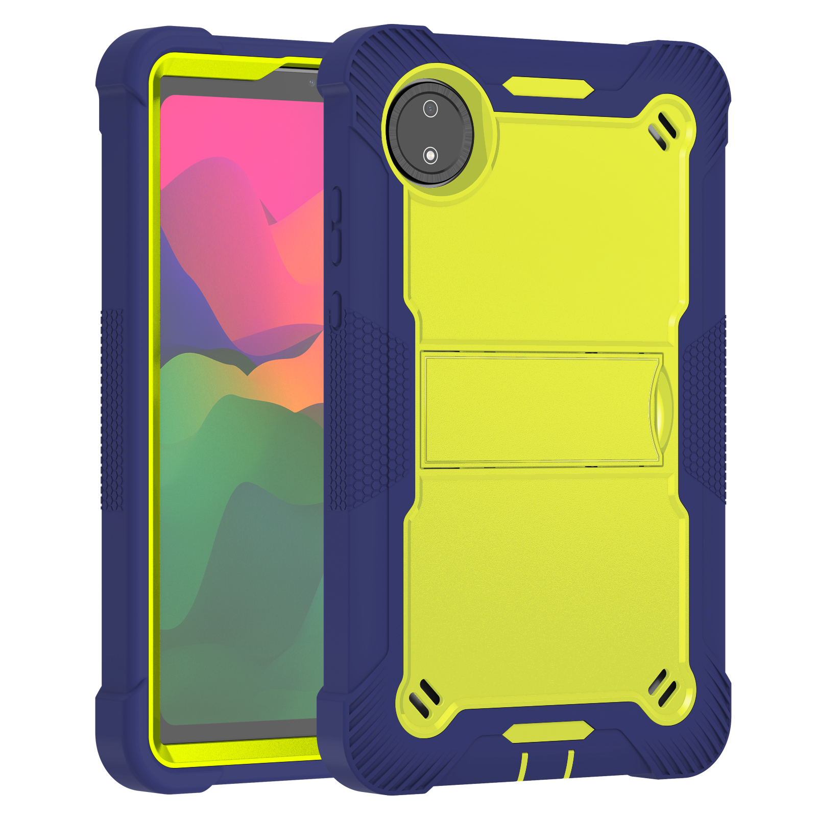 TOZIZO Yellow & Navy Blue Case for REDMI PAD SE 8.7″ – Kid Education 3-Layer Full Body Rugged Kickstand Tablet Cover