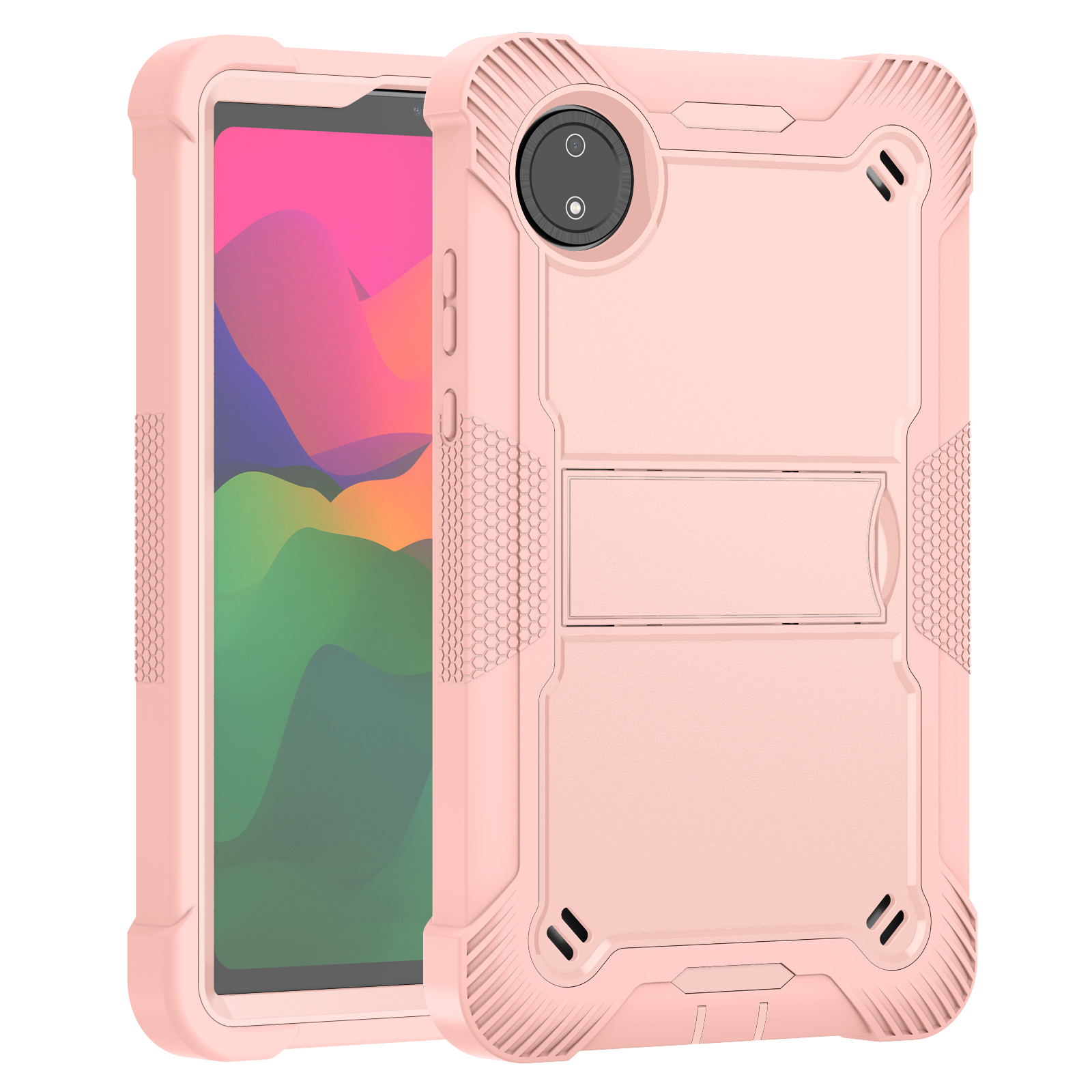 TOZIZO Pink Shockproof Case for REDMI PAD SE 8.7″ – 3-Layer Kid Safe Full-Body Protective Cover with Kickstand