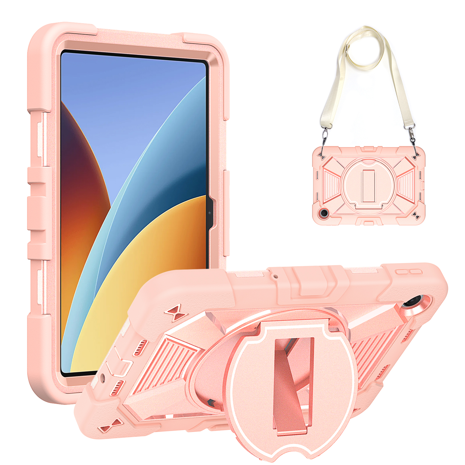TOZIZO Rose Gold Redmi Pad 2 9.7 Inch Full Body Protective Case with Built-in Kickstand