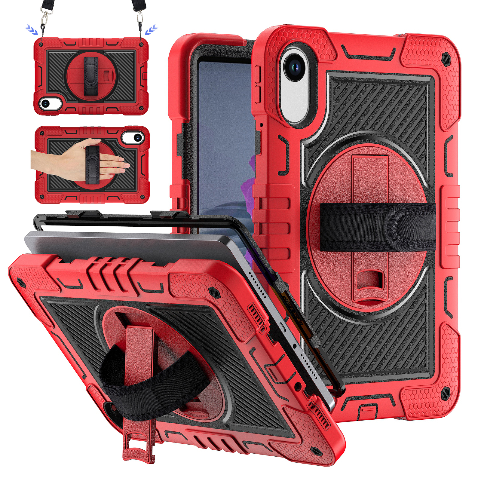 TOZIZO Red & Black Rugged Case for Redmi Pad 2 / Pad 2 4G 11-Inch