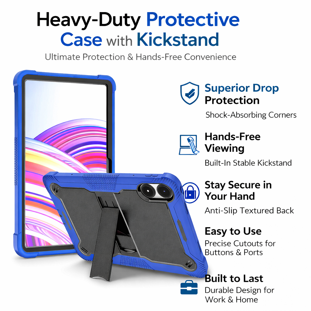 TOZIZO Rugged Kids Friendly Shockproof Tablet Case for Xiaomi Poco M1 12.1 - Blue Shockproof Tablet Cover with Kickstand
