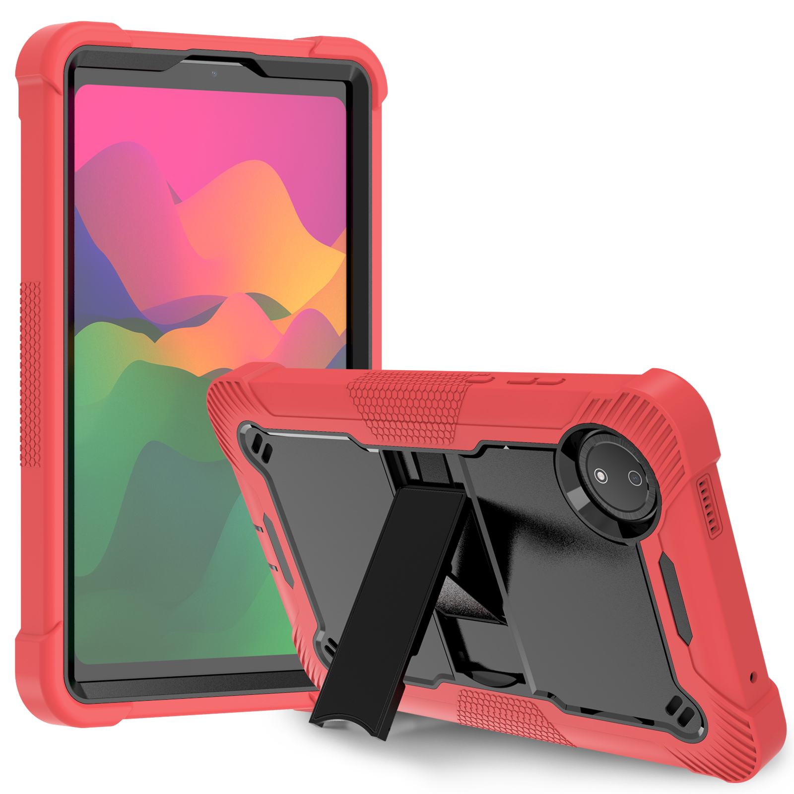 TOZIZO Red + Black Shockproof Survivor Tablet Case for Redmi Pad SE 4G 8.7 Inch