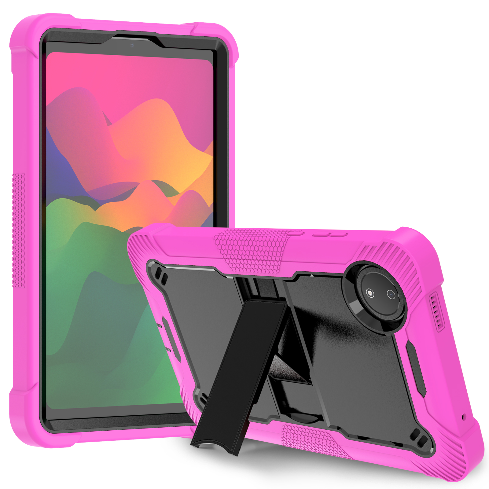 TOZIZO Rose Red + Black Silicone Armor Tablet Case for Redmi Pad SE 4G 8.7 Inch