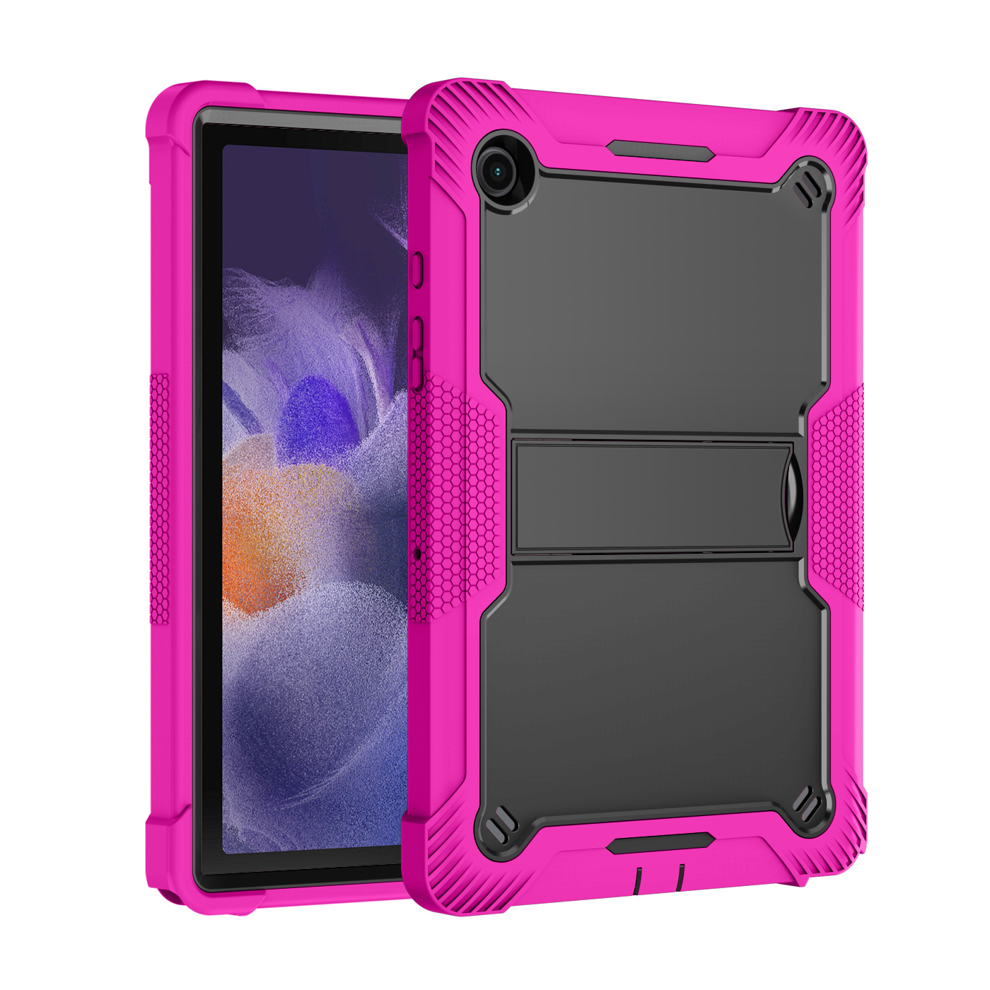 TOZIZO Kids Friendly Samsung Galaxy Tab A8 10.5 Case Heavy Duty Silicone Rugged Cover (Rose Red + Black)