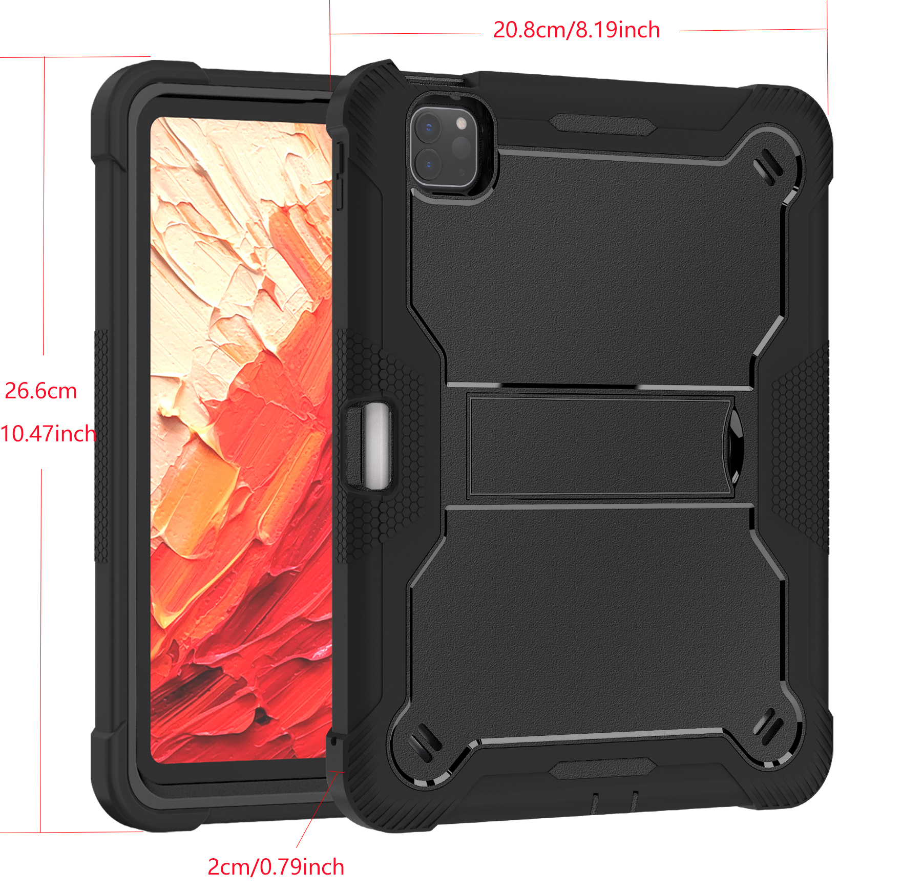 TOZIZO Shockproof Case for Apple iPad Pro 11 Inch 2024 - Kids Friendly Rugged Hybrid Protective Cover with Pencil Holder Kickstand