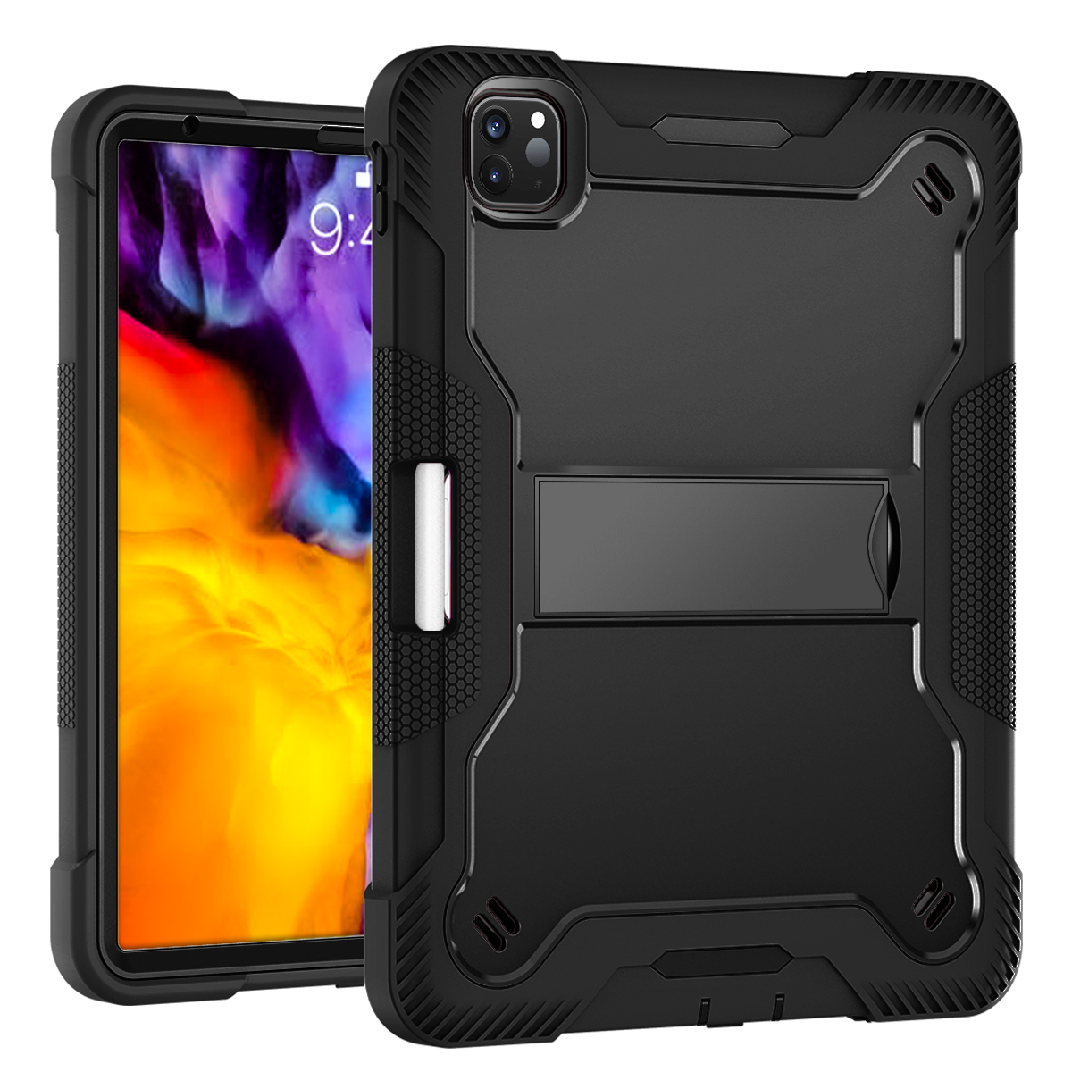 TOZIZO iPad Air 10.9 (4th/5th Gen) & Pro 11 (2018-2022) Rugged Kickstand Case - Shockproof 3-Layer Denfender Survivor Tablet Cover