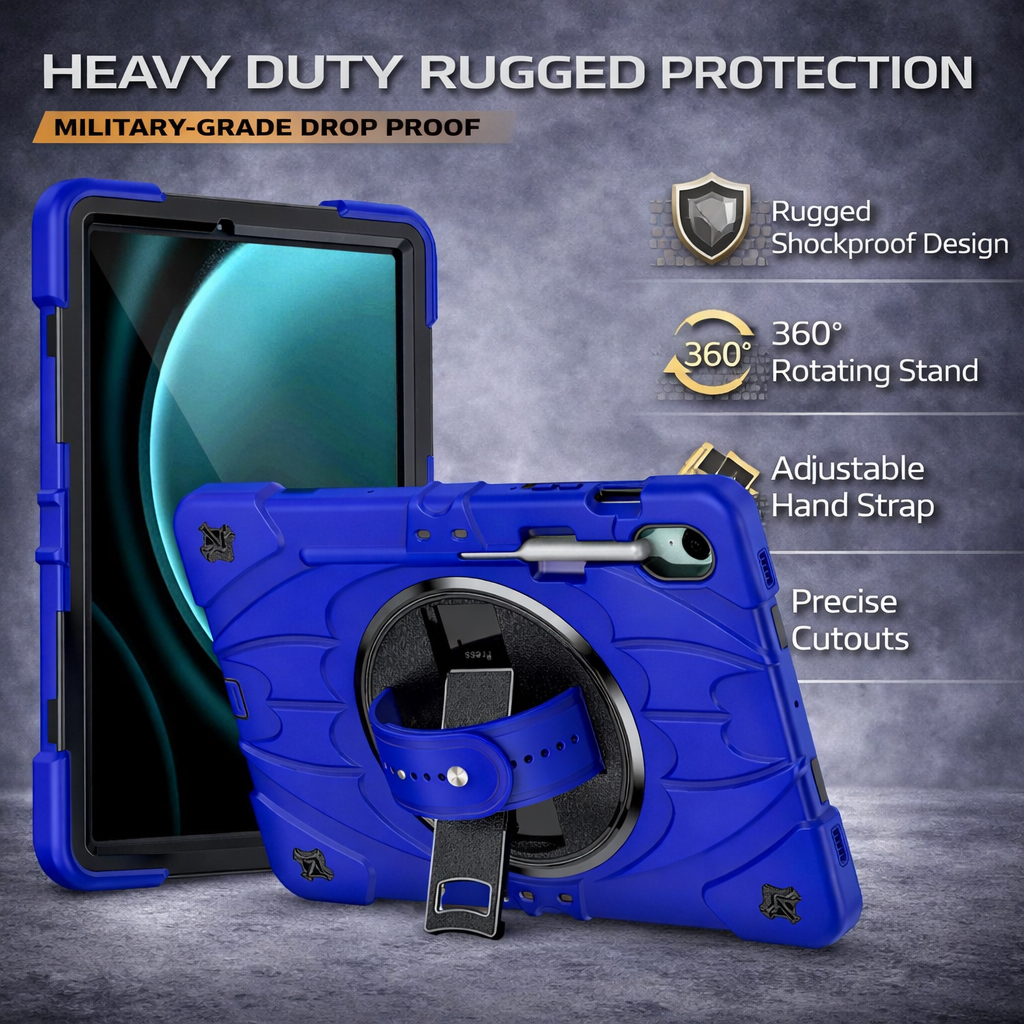 TOZIZO Samsung Galaxy Tab S11 X730/X736B Heavy Duty 360° Rotating Stand Silicone Shockproof Case - Blue