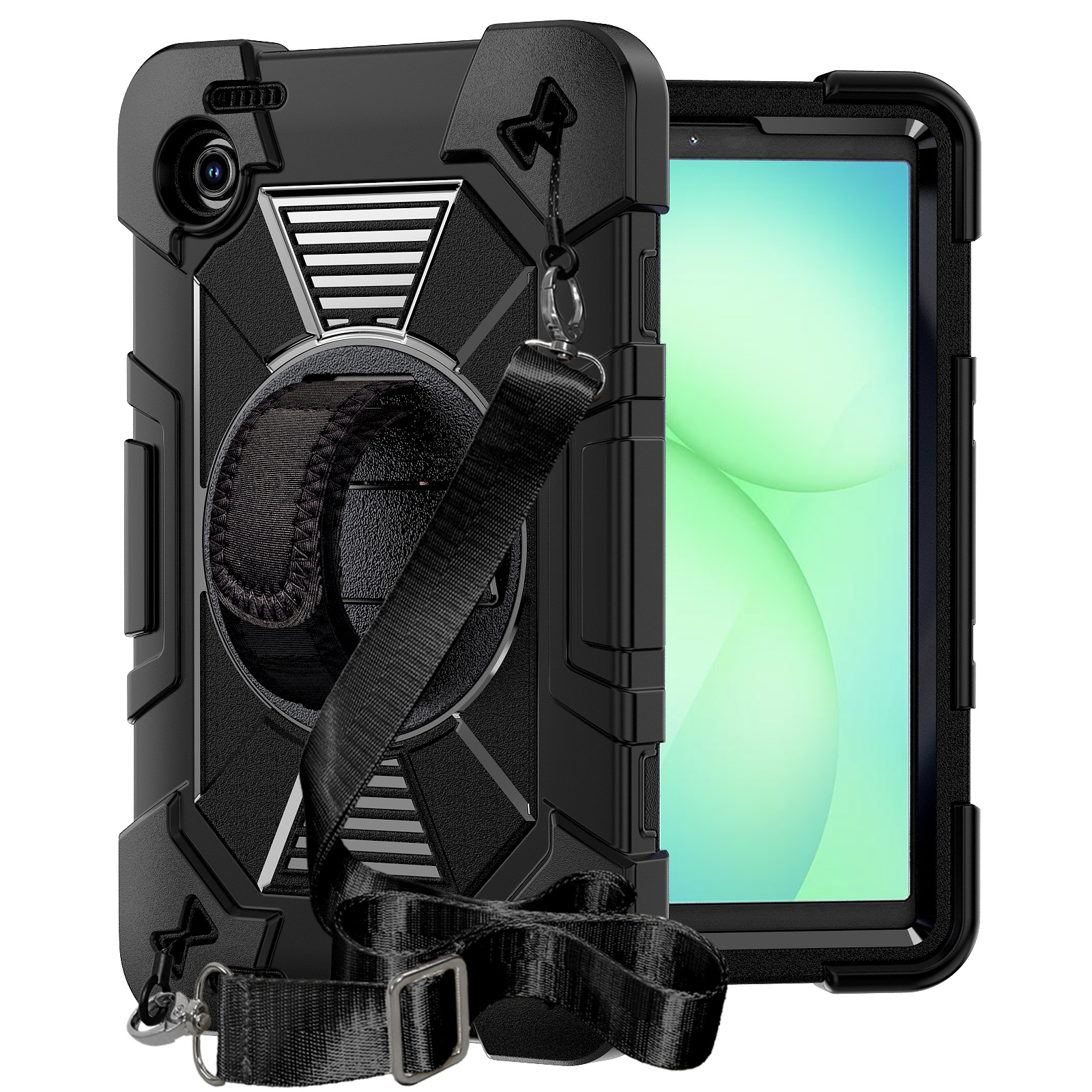TOZIZO Black Rugged Protective Cover for Samsung Galaxy Tab A11 X133/X135B & Tab A9 X110/X115/X117