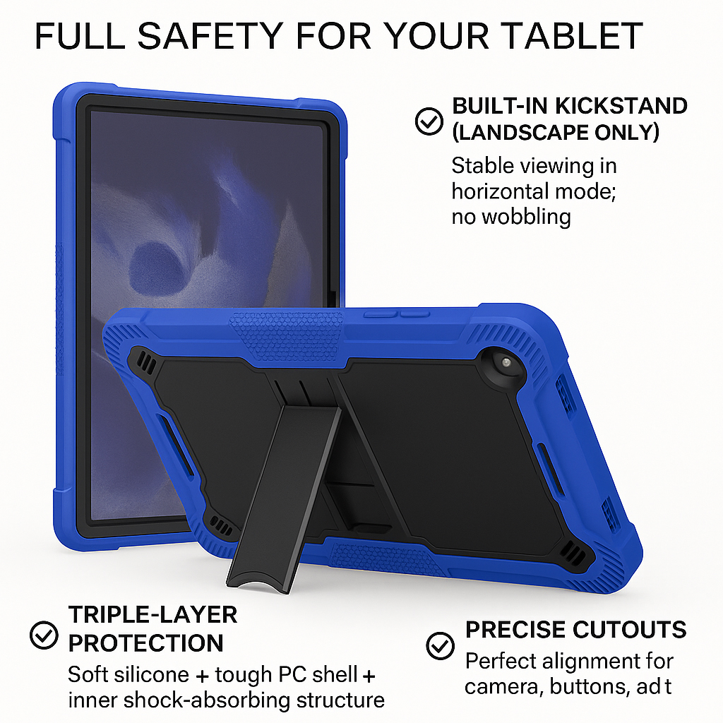 TOZIZO Blue Rugged Kid-Proof Tablet Case for Samsung Galaxy Tab A11 Plus – Military Grade Shockproof Combo Tablet Cover