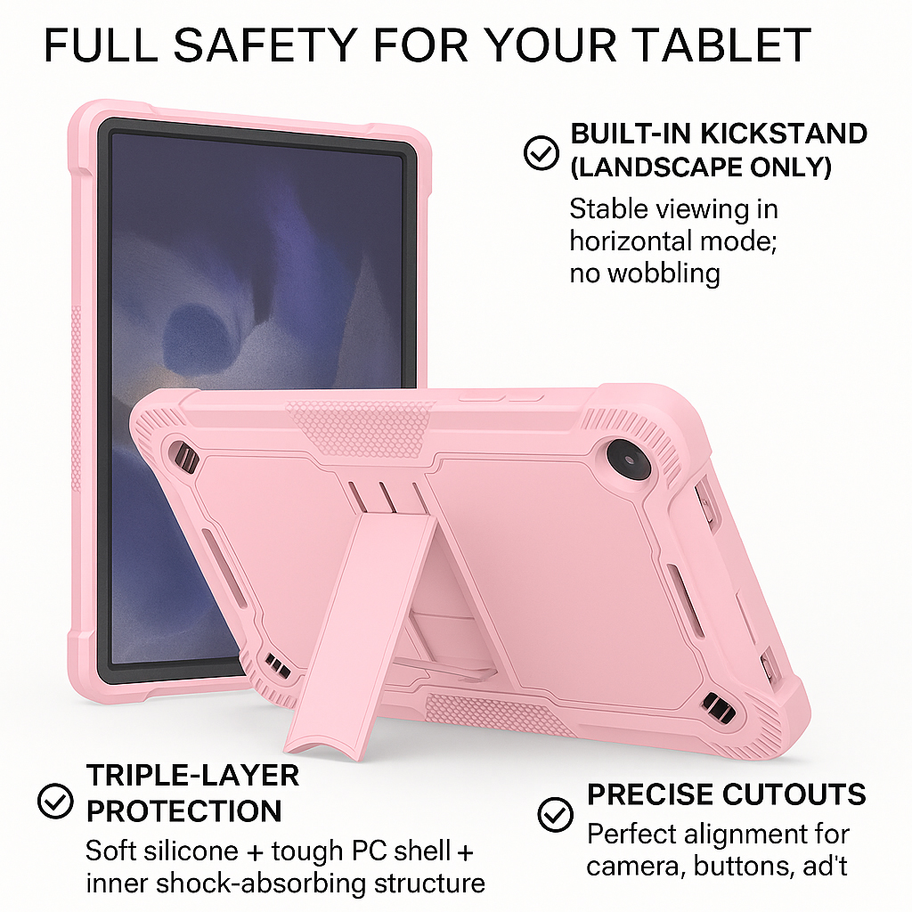 TOZIZO Pink Silicone Shockproof Case for Samsung Galaxy Tab A11 Plus – Kid Educational Drop-Proof Armor