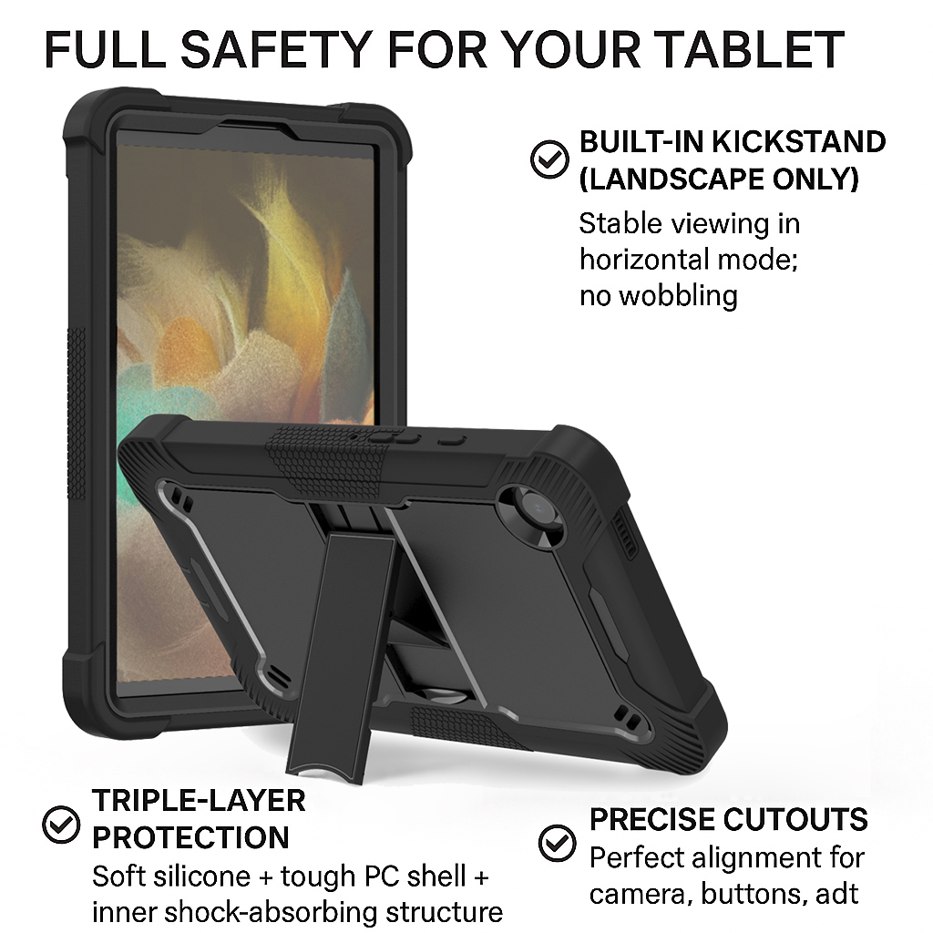 TOZIZO Multifunctional Heavy Duty Shockproof Silicone Case for Samsung Galaxy Tab A11 2025