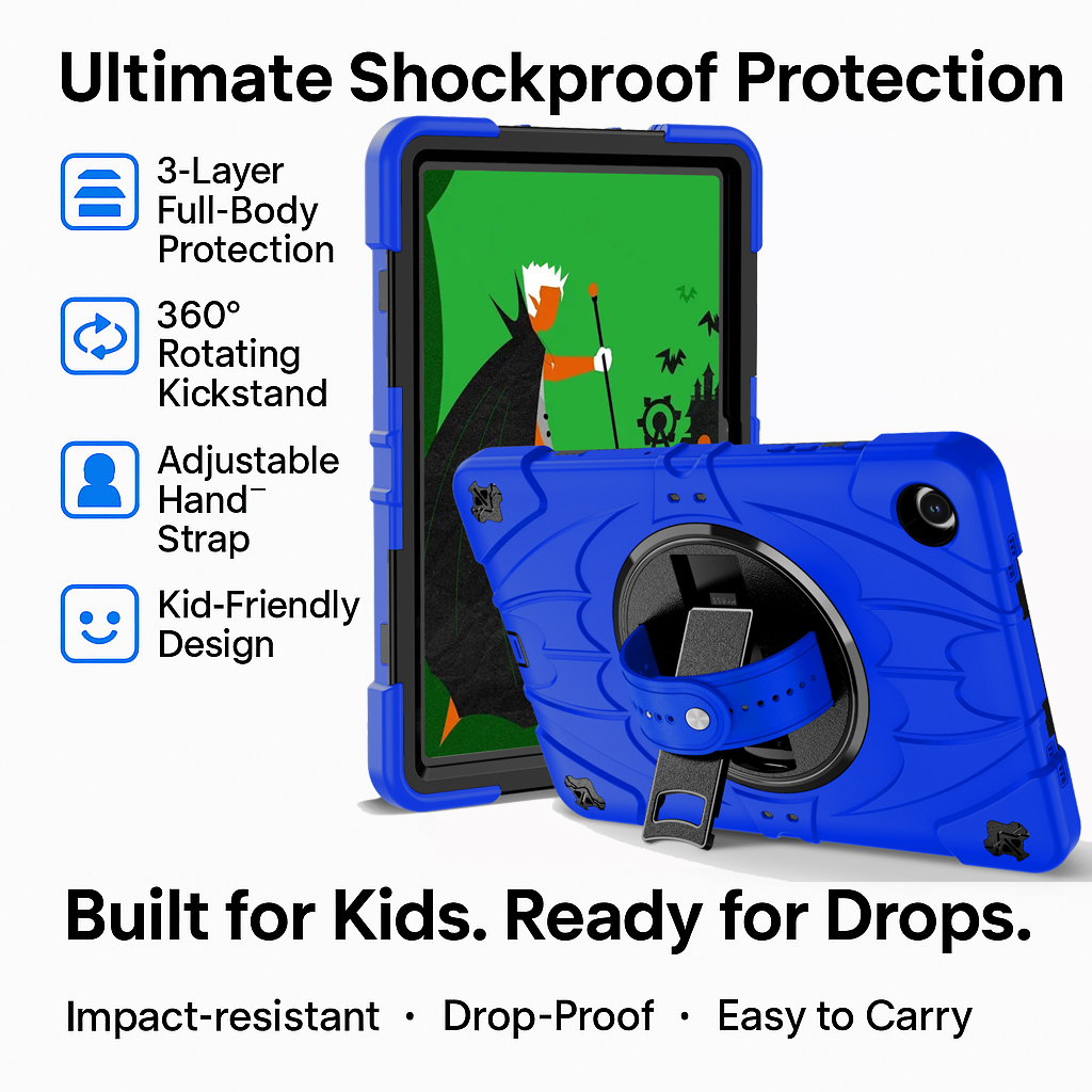 TOZIZO Blue Silicone Combo Shockproof Tablet Armor Survivor Case for Galaxy Tab A11 Plus