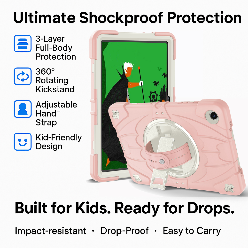 TOZIZO Pink Heavy Duty Kid-Proof Full Body Drop Protection Tablet Case for Samsung Galaxy Tab A11 Plus