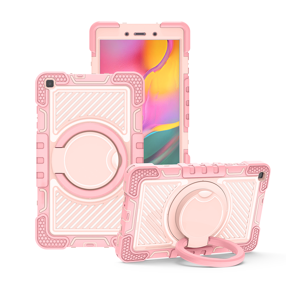 TOZIZO Full Body Protective Samsung Tab A 8.0 Case for Girls - Soft Pink with Kickstand & Strap