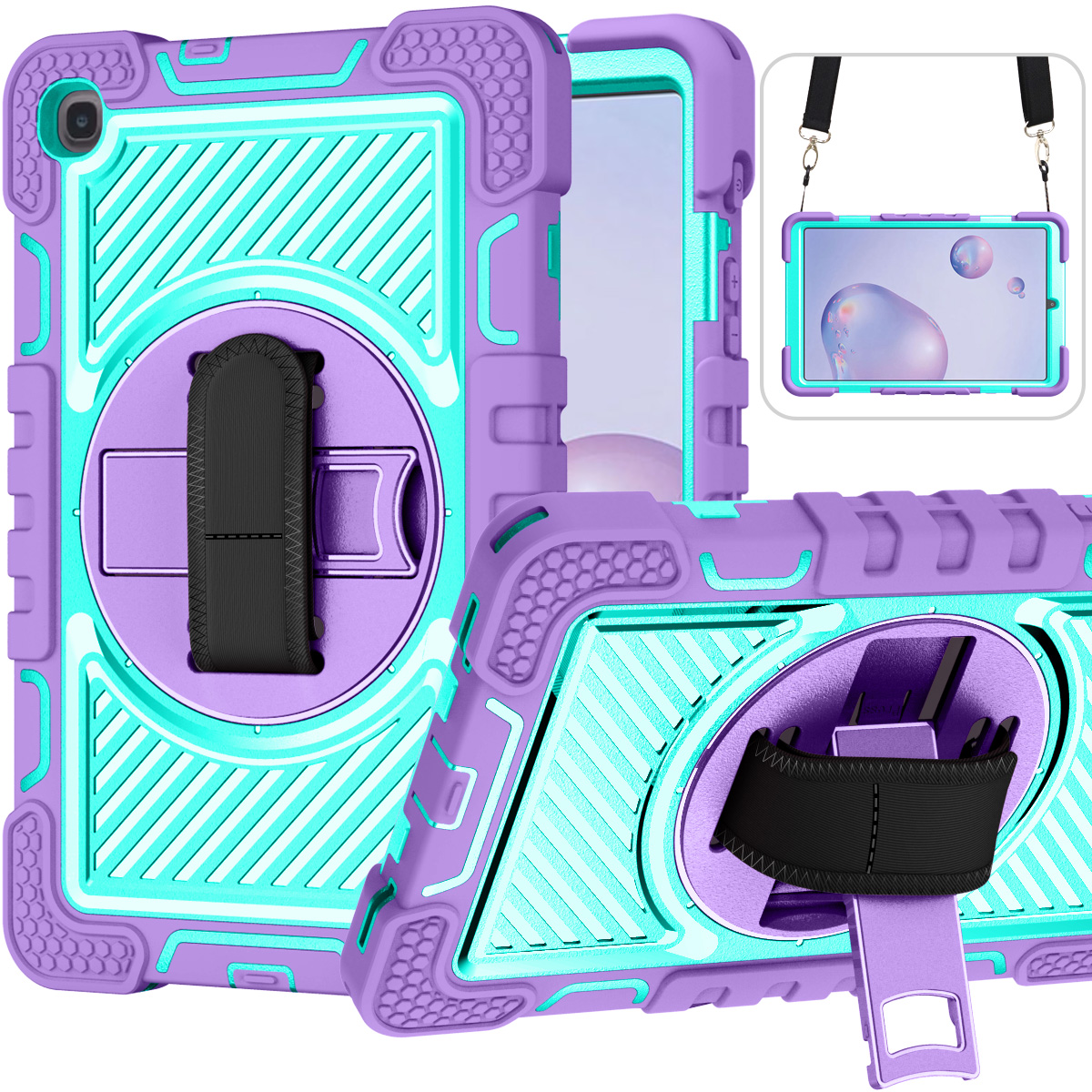 TOZIZO Purple + Mint Green Silicone Protective Case for Samsung Galaxy Tab A 8.4 (2020)