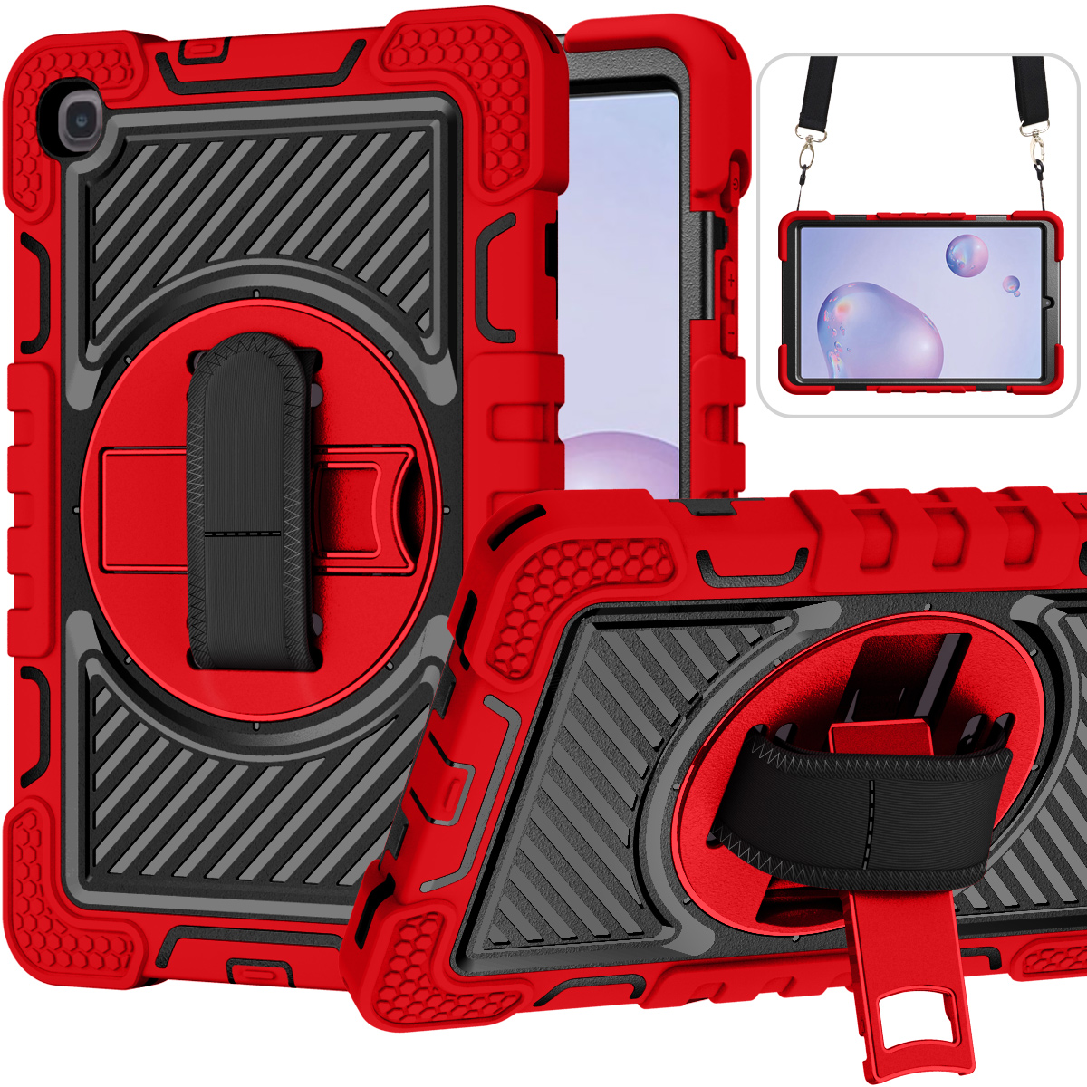 TOZIZO Red + Black Heavy Duty Shockproof Tablet Case for Samsung Galaxy Tab A 8.4 (2020)