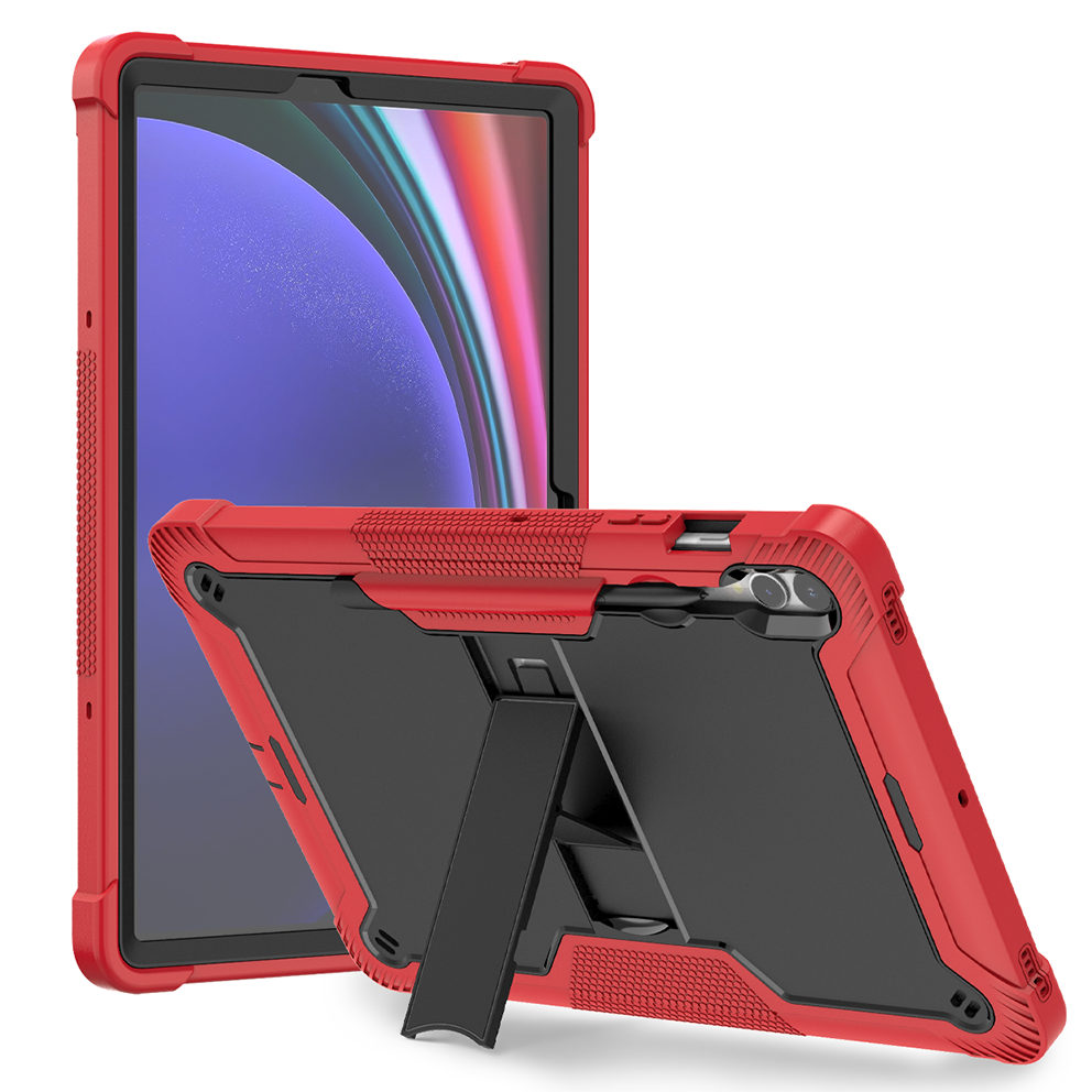 TOZIZO Samsung Galaxy Tab S9 Plus 12.4 Case Red Black Shockproof Heavy Duty Rugged Tablet Cover with Stand