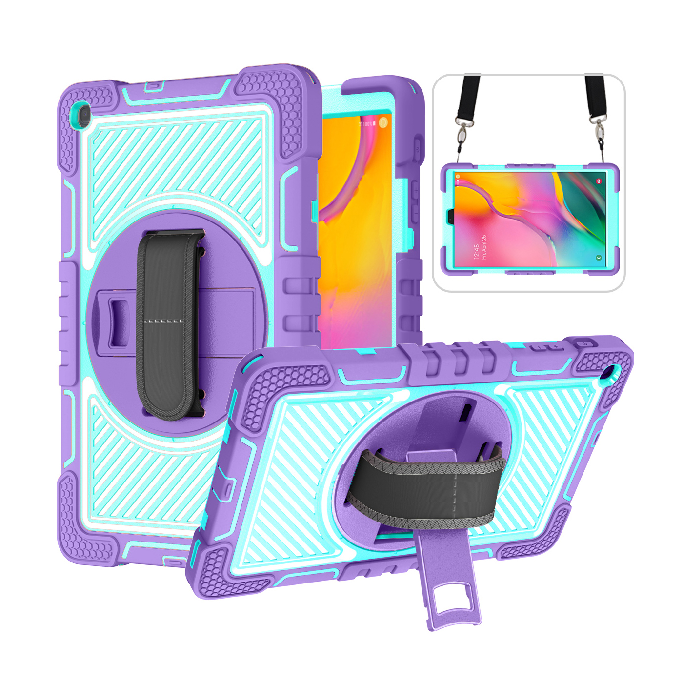 TOZIZO Purple+Mint Green Shockproof Tablet Case for Samsung Tab A 10.1 (2019/2021) T510/T515