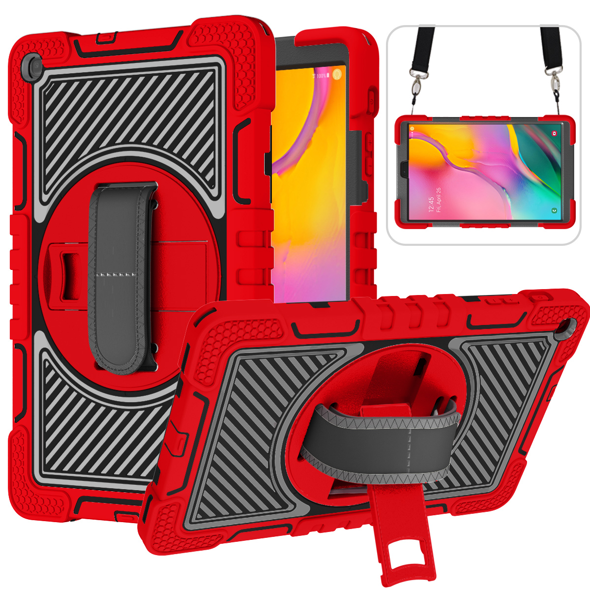 TOZIZO Red+Black Shockproof Tablet Case for Samsung Tab A 10.1 (2019/2021) T510/T515