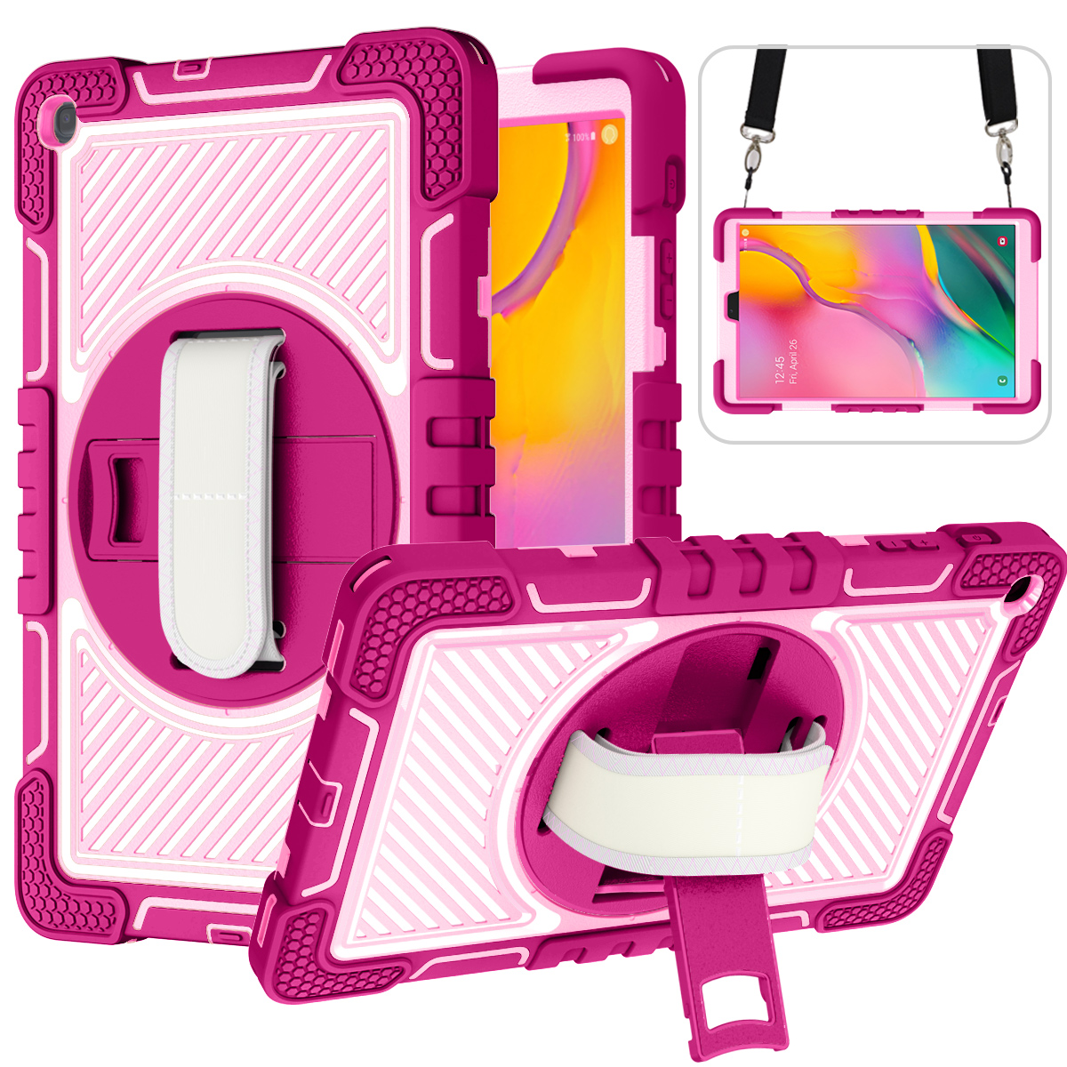 TOZIZO Rose Red+Pink Shockproof Tablet Case for Samsung Tab A 10.1 (2019/2021) T510/T515