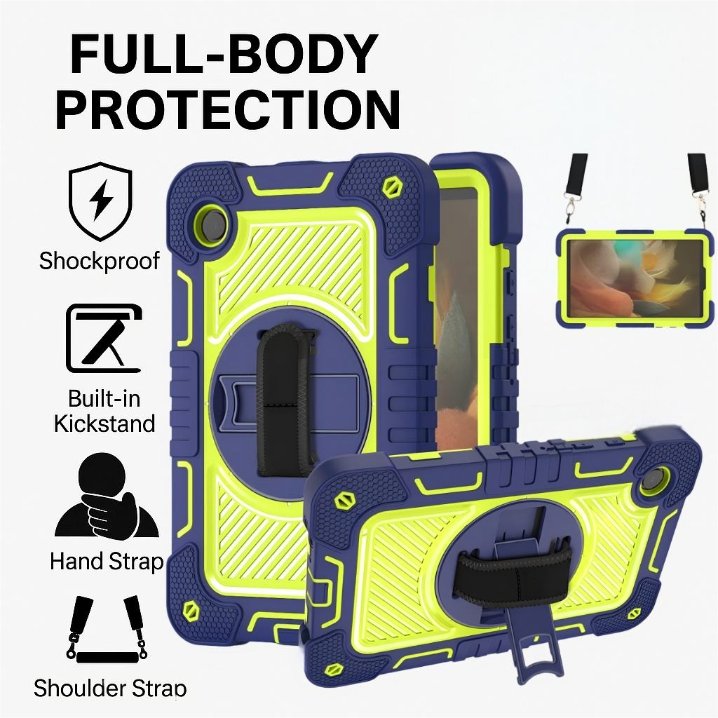 TOZIZO Samsung Tab A11 Tablet Case, 3-Layer Heavy Duty Rugged Case with 360° Rotation Disc, Full-Body Shockproof Protection