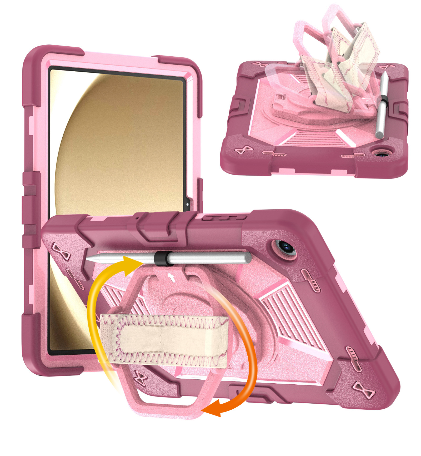 TOZIZO Multi Angle Shockproof Tablet Case Samsung Galaxy Tab A11 Plus Purple Light Pink 360 Stand Kids Friendly Cover