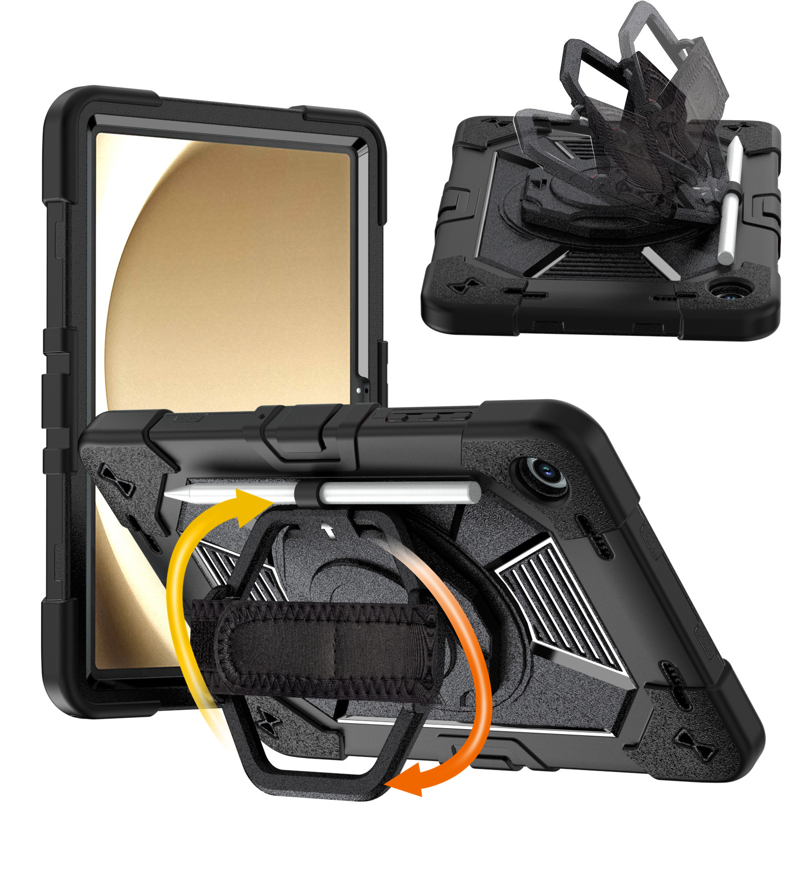 TOZIZO Full Body Protective Samsung Galaxy Tab A11 Plus Case 11 Inch Black Rugged Shockproof 360 Kickstand Cover